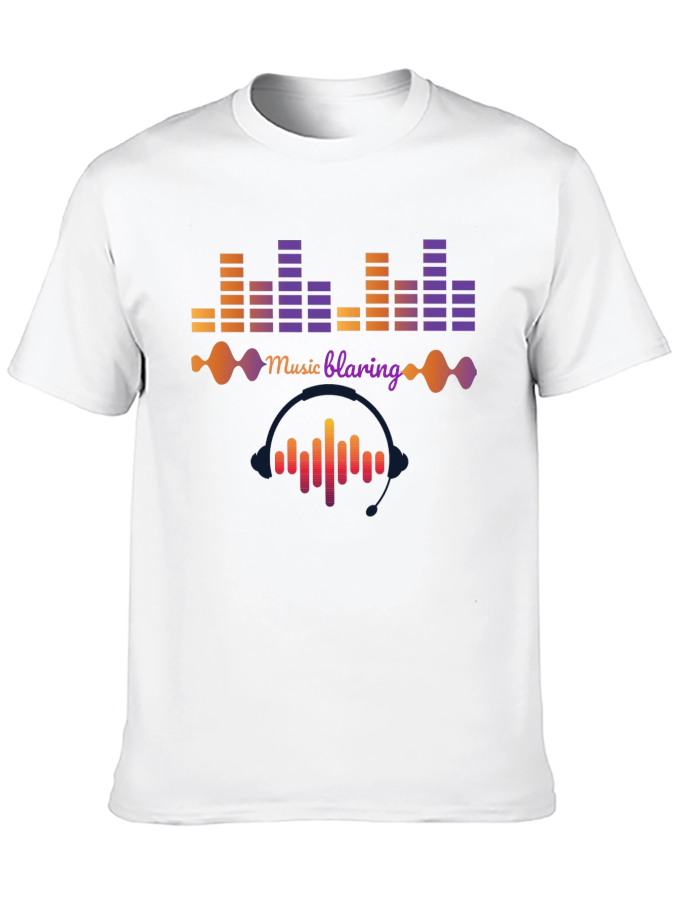 Music Blaring Graphic Tee - Sound Wave Design