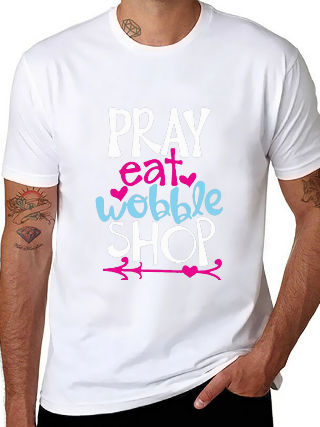 Pray Eat Wobble Shop Graphic T-Shirt