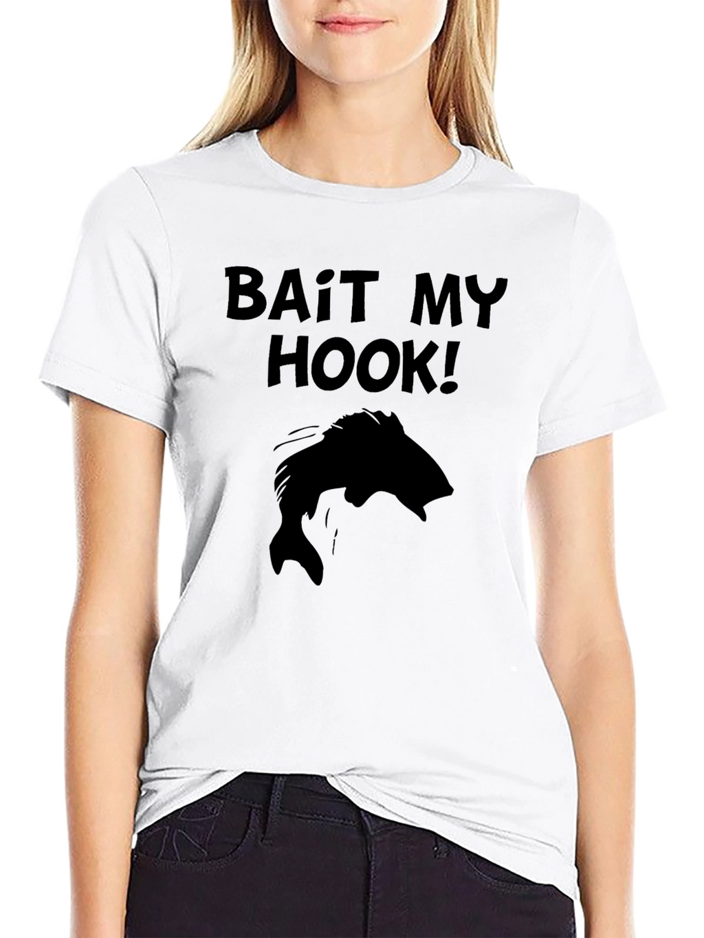 Bait My Hook! Black Graphic T-Shirt