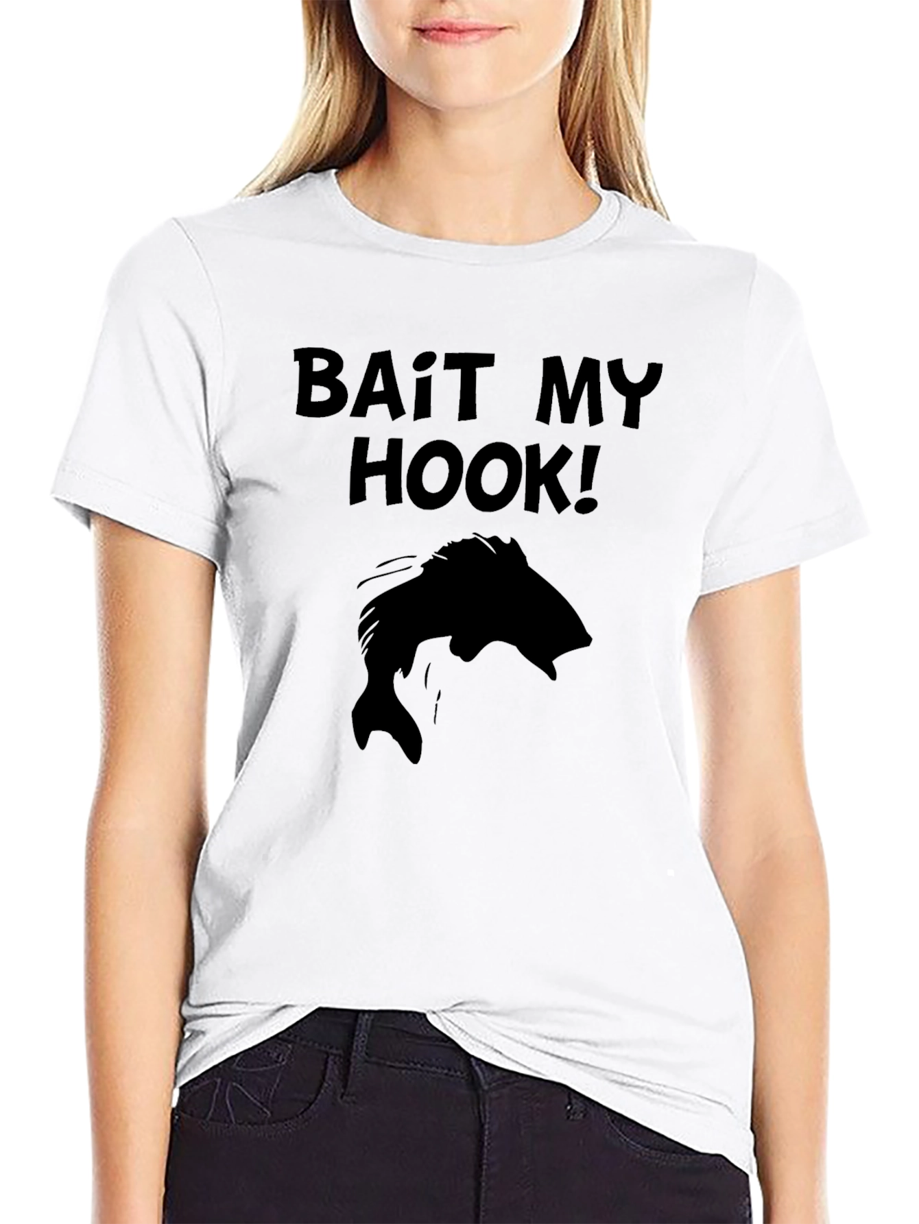 Bait My Hook! Black Graphic T-Shirt