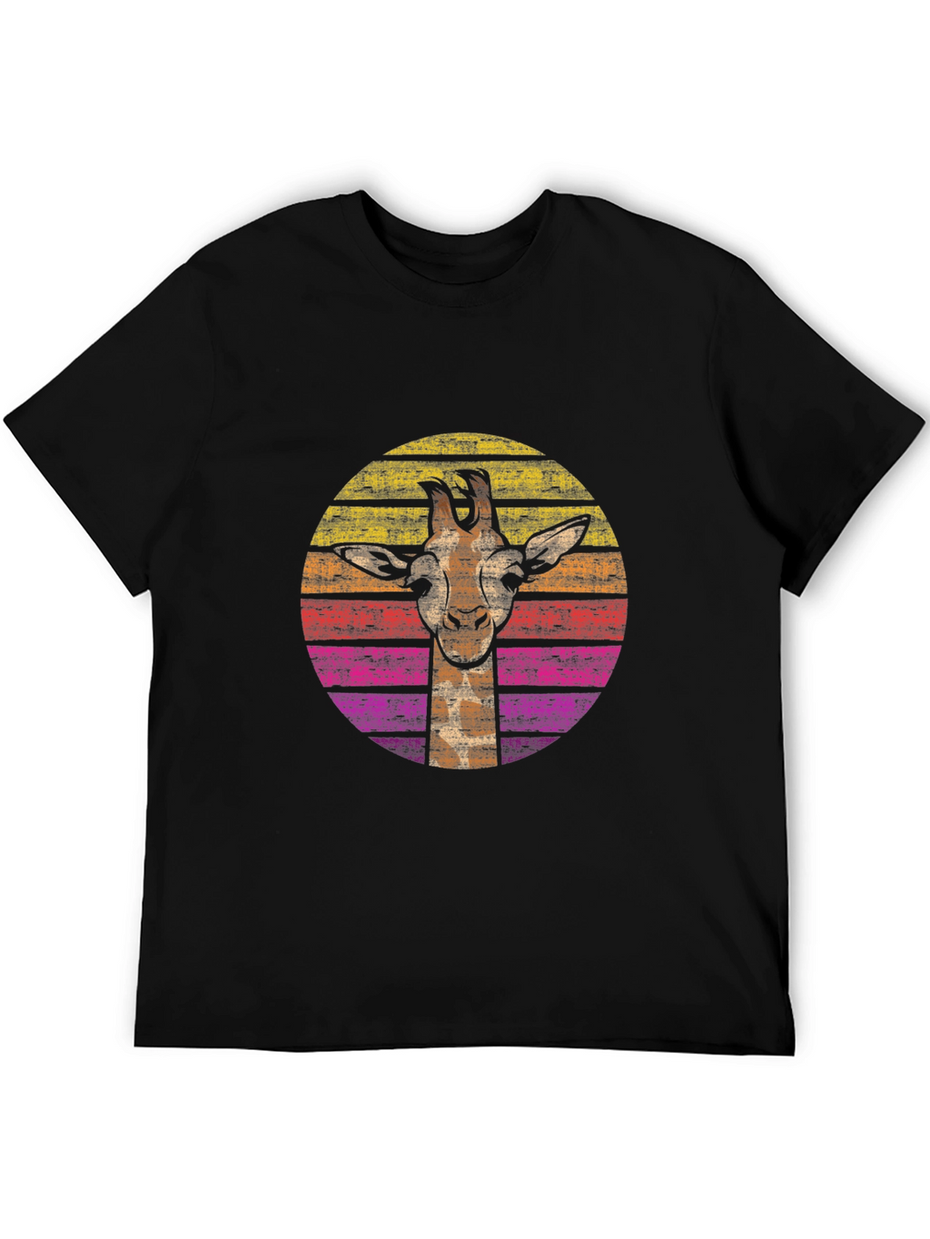 Retro Giraffe Graphic Tee - Black Cotton Comfort