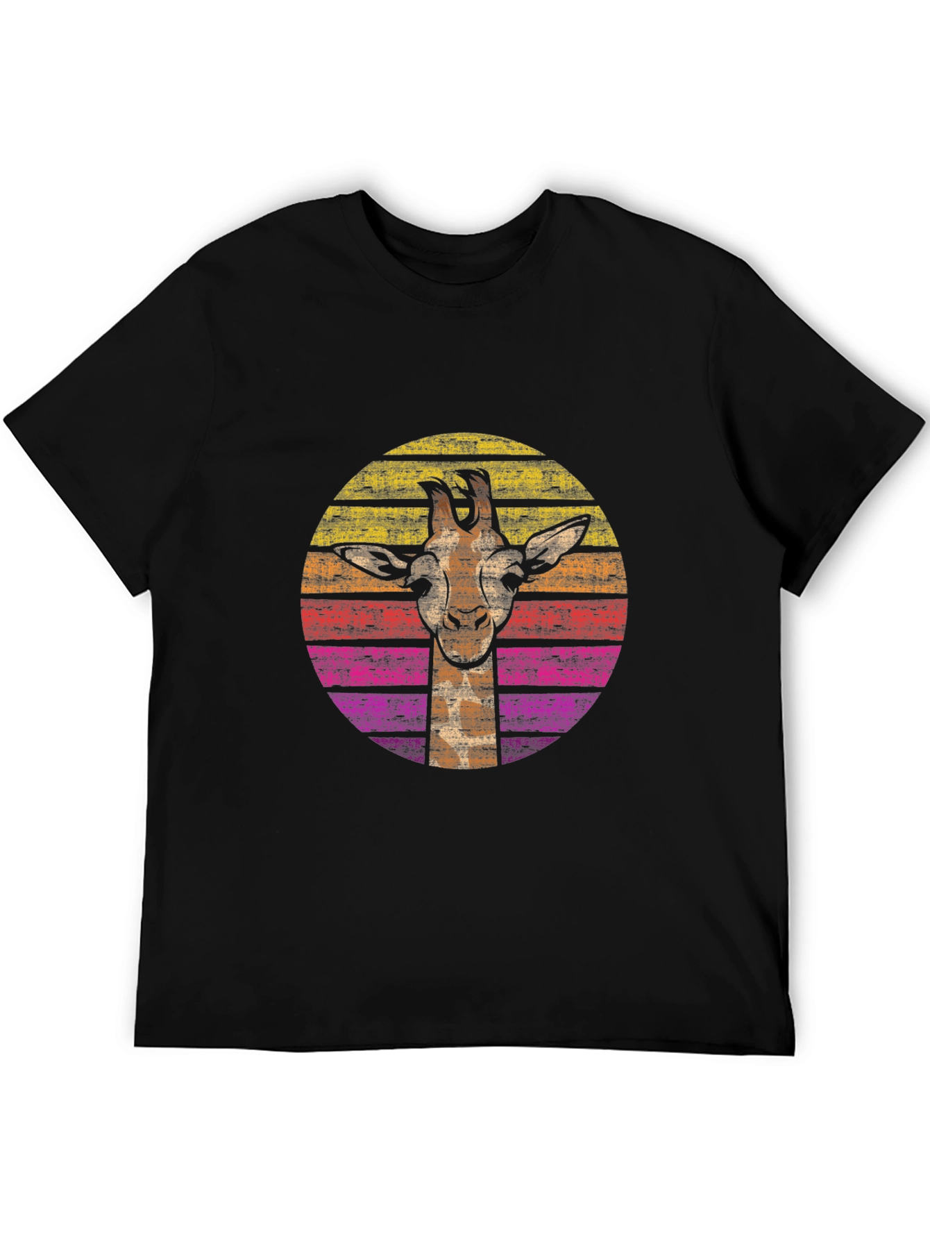 Retro Giraffe Graphic Tee - Black Cotton Comfort