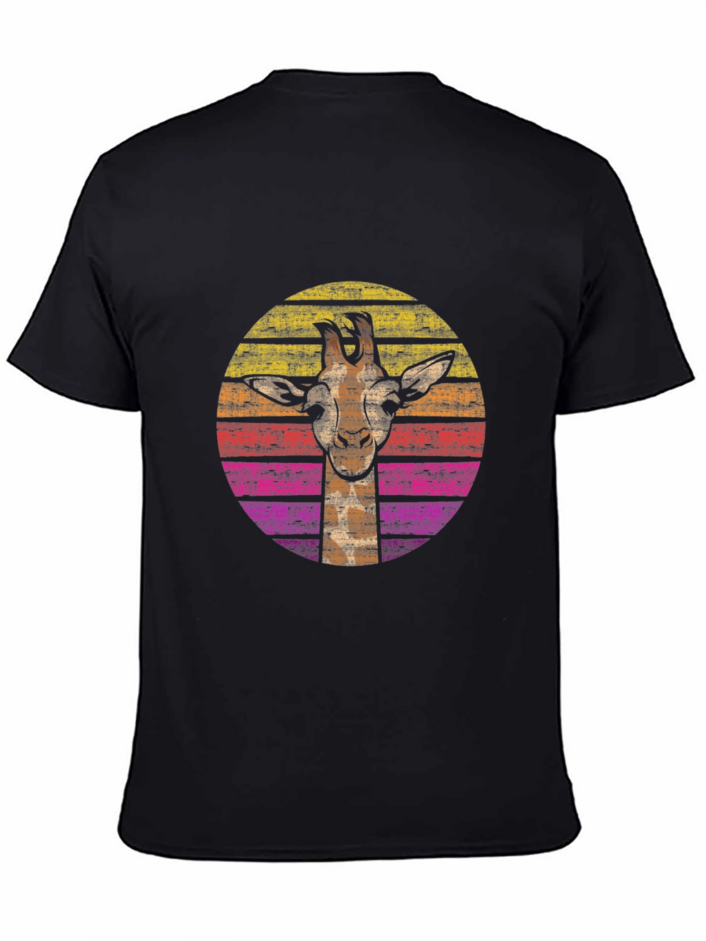 Retro Giraffe Graphic Tee - Black Cotton Comfort
