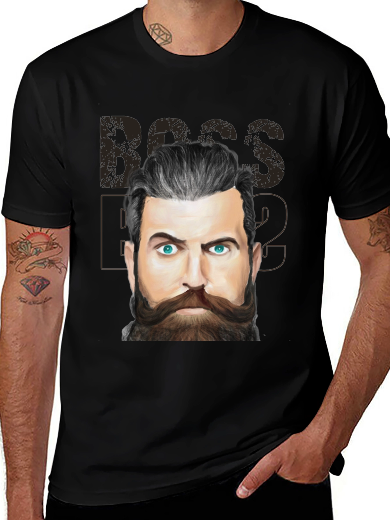 Boss Beard Graphic Tee - Mens Black T-Shirt