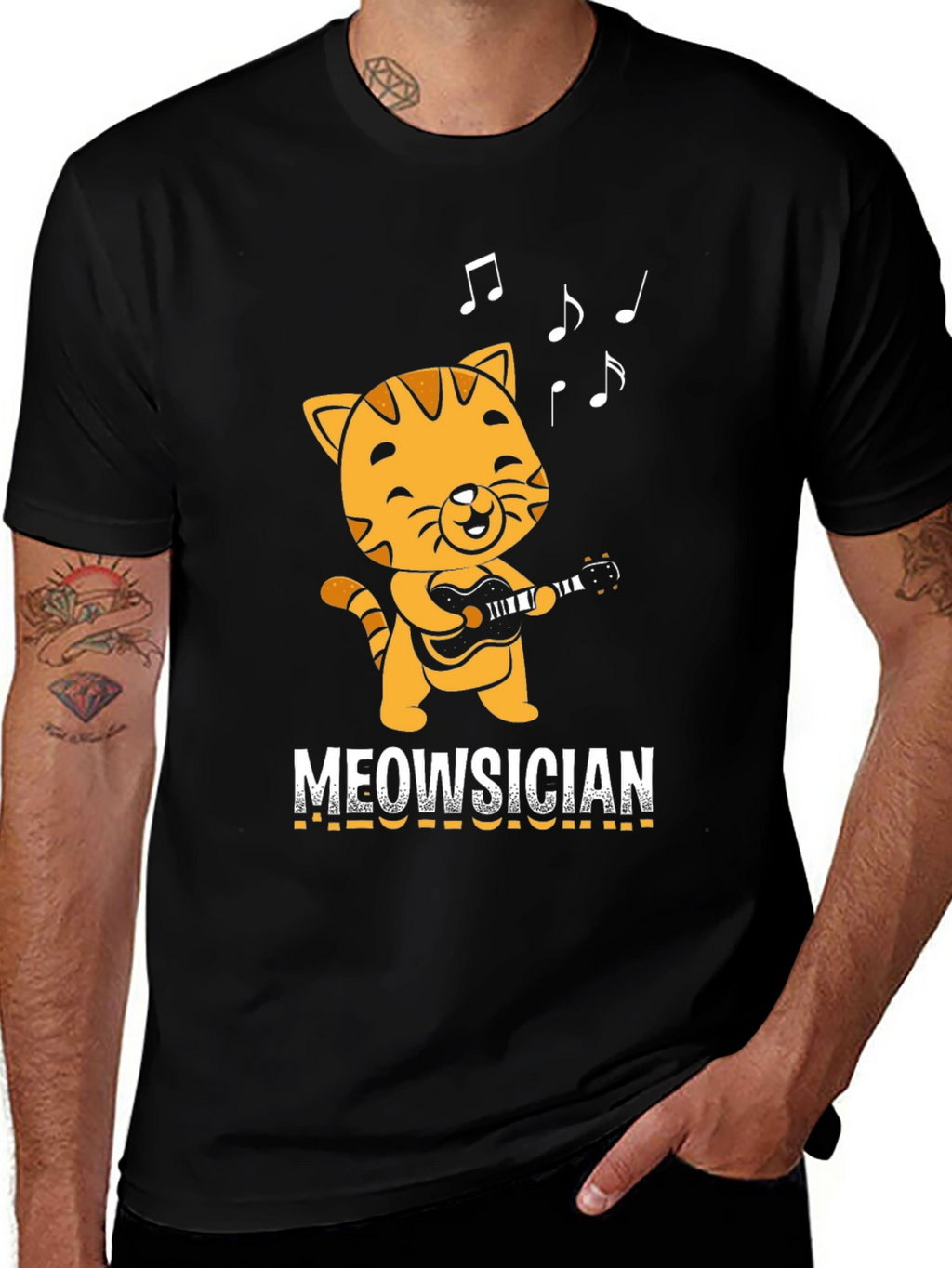 Meowsician T-Shirt - Cat Playing Guitar!