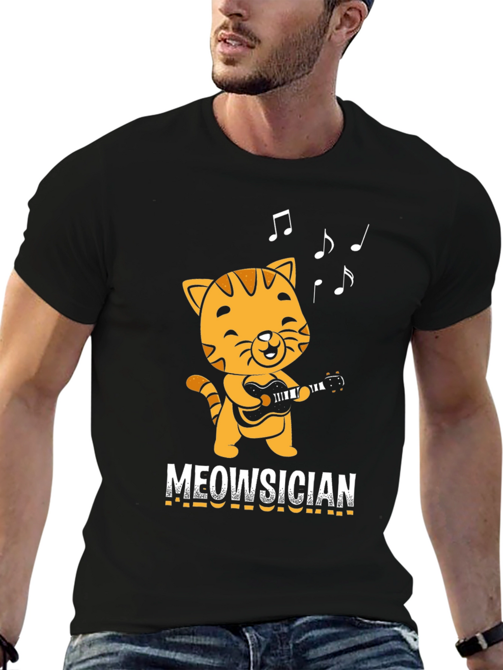 Meowsician T-Shirt - Cat Playing Guitar!