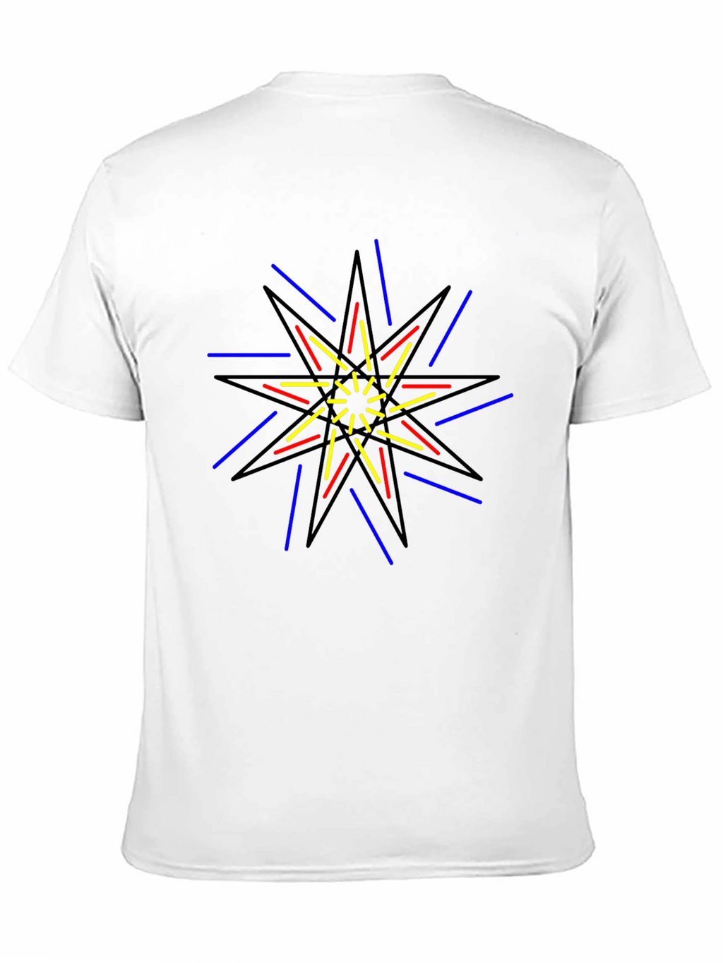 Geometric Starburst Graphic Print Black T-Shirt