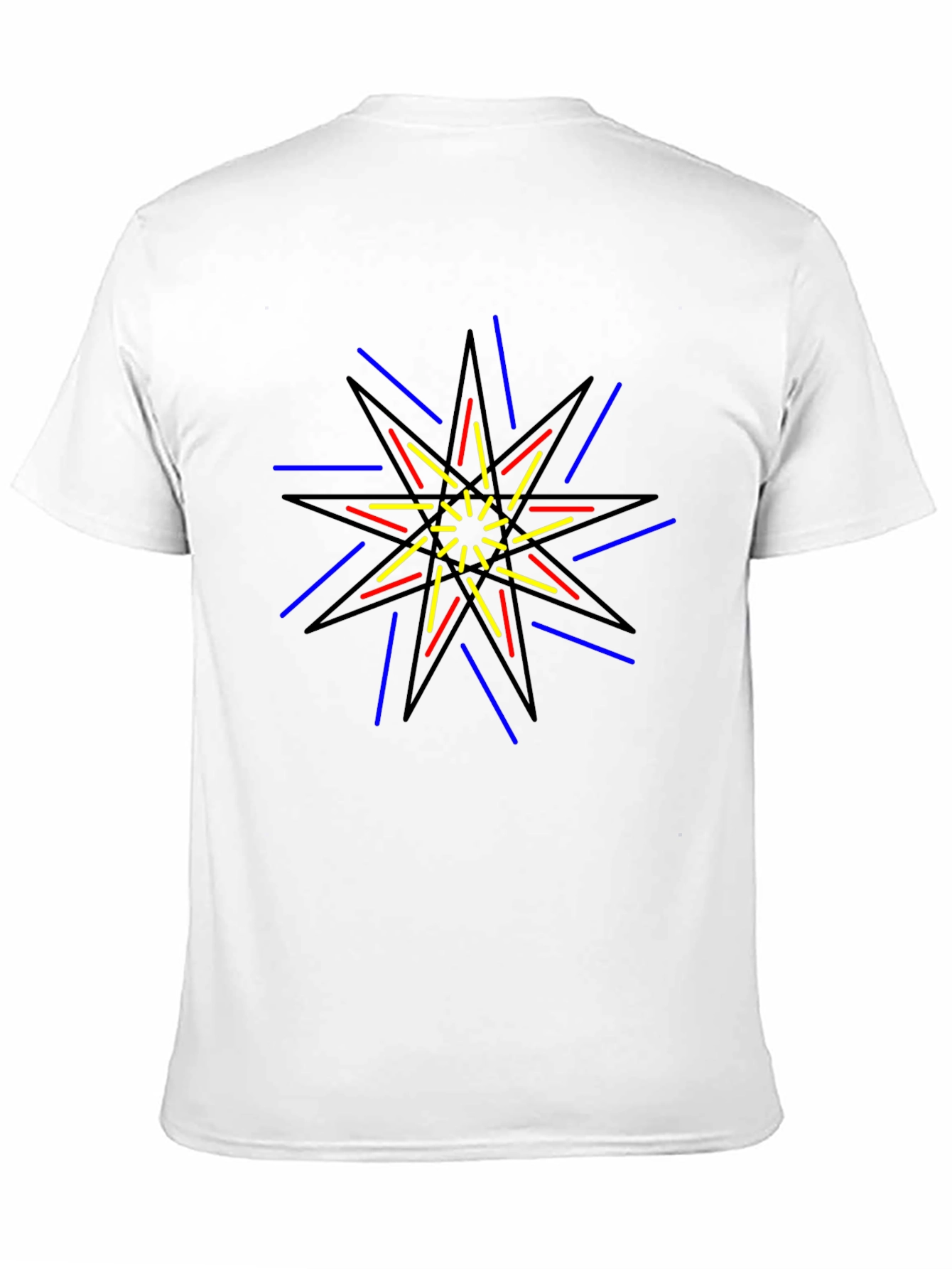 Geometric Starburst Graphic Print Black T-Shirt
