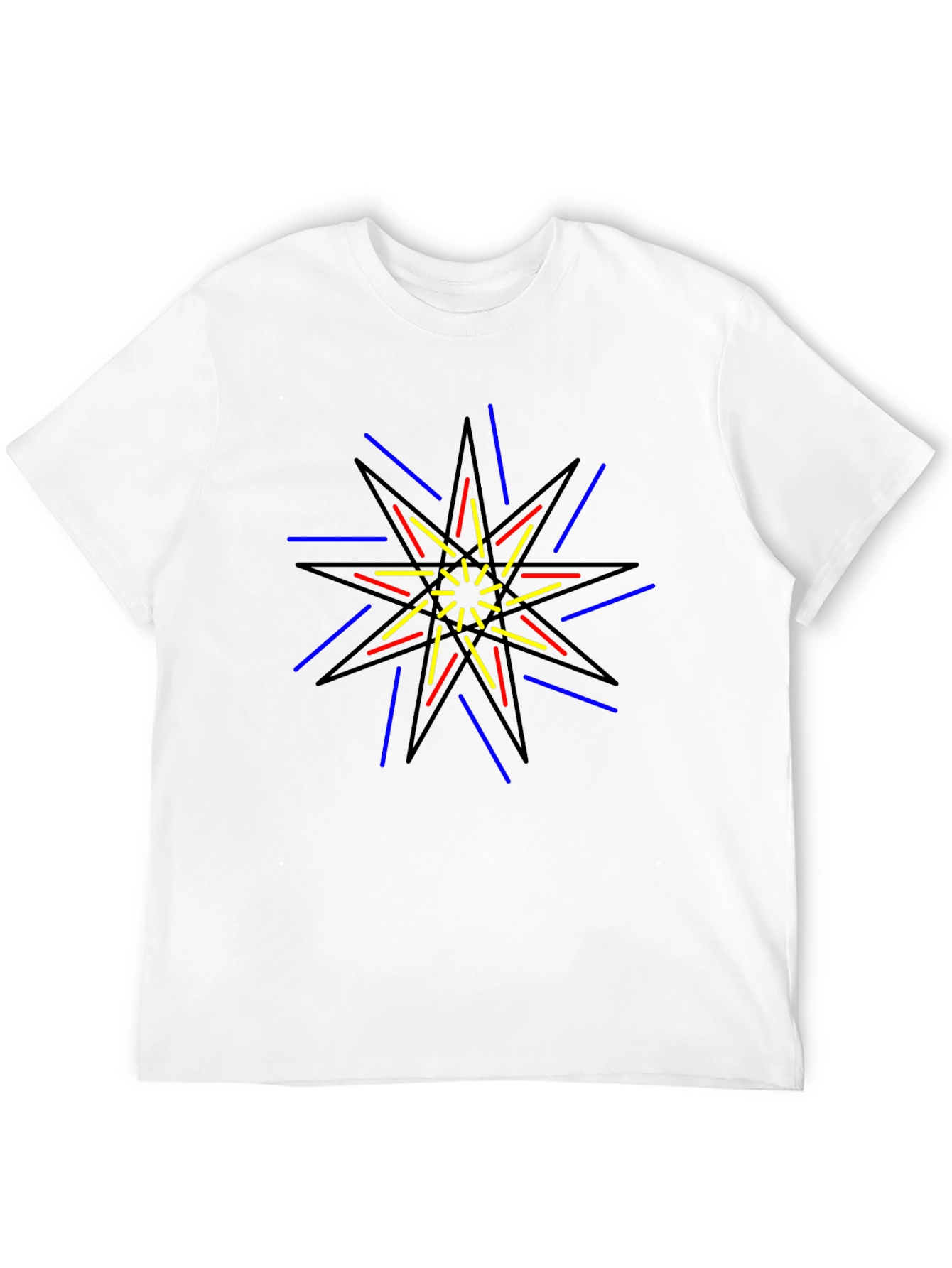 Geometric Starburst Graphic Print Black T-Shirt