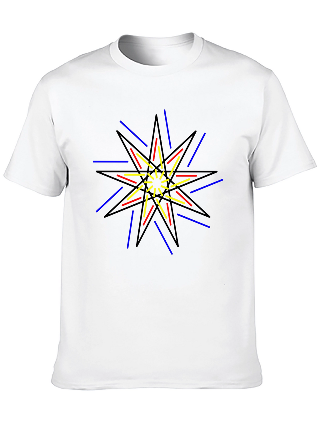 Geometric Starburst Graphic Print Black T-Shirt