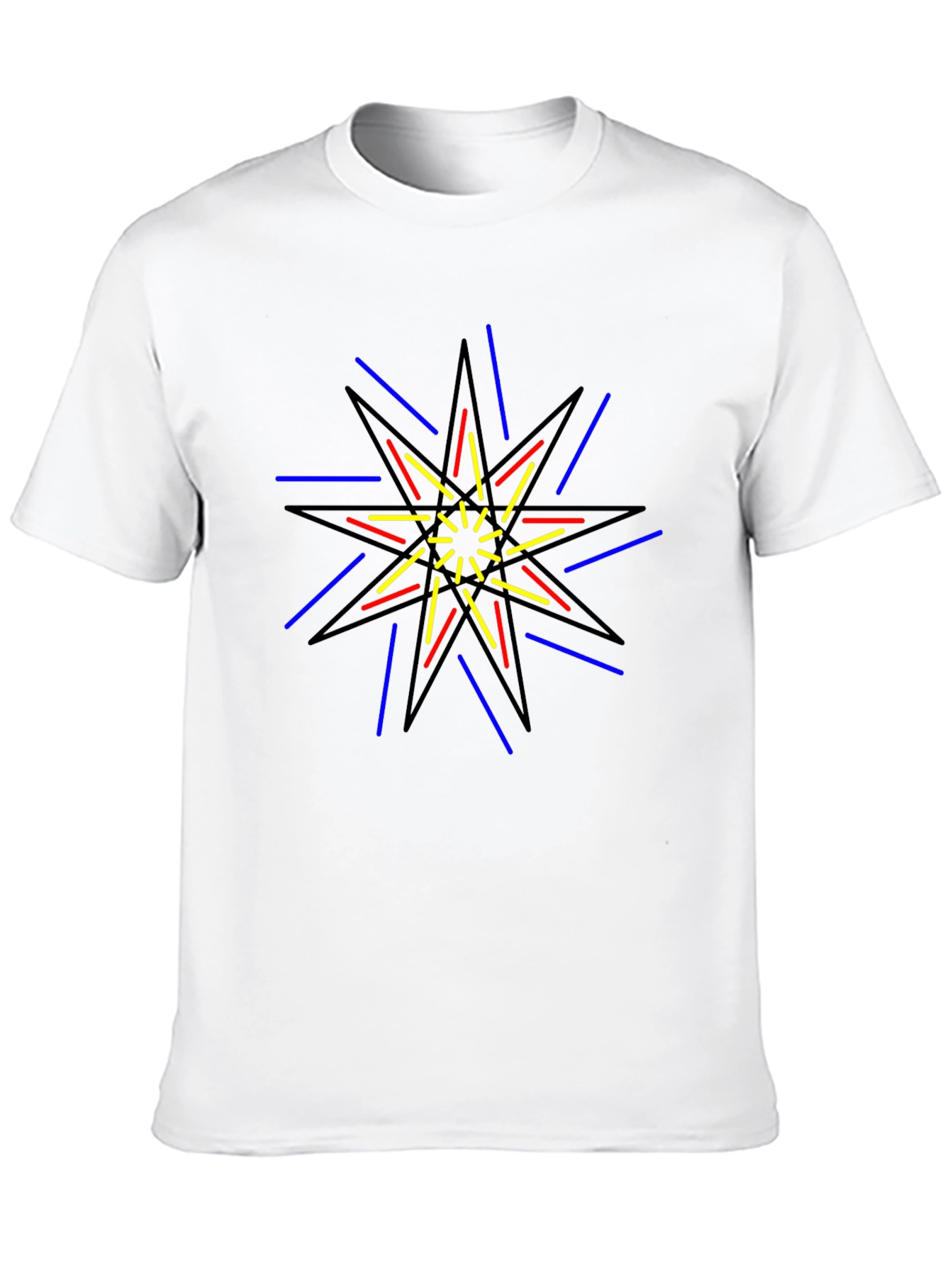 Geometric Starburst Graphic Print Black T-Shirt