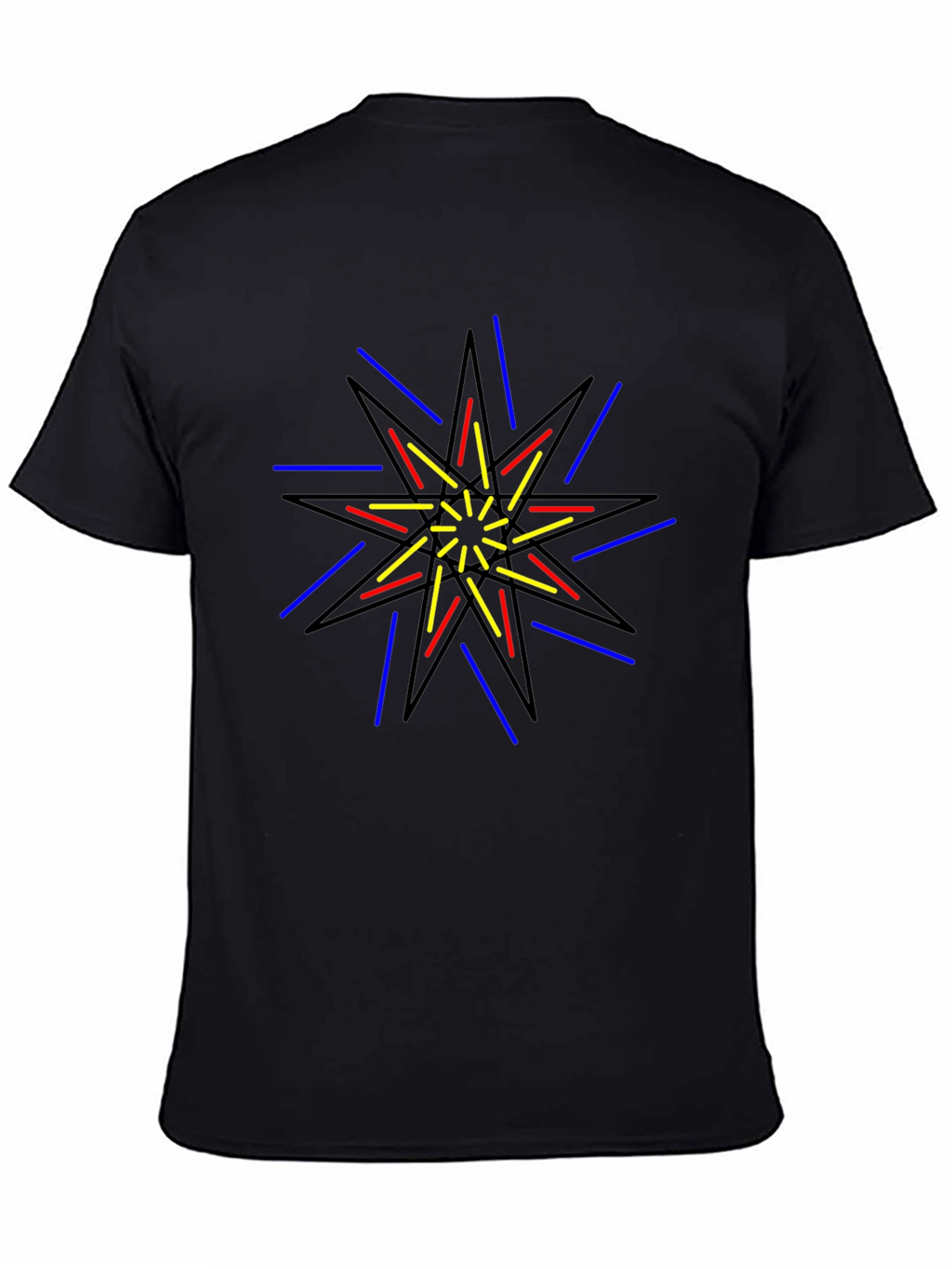 Geometric Starburst Graphic Print Black T-Shirt