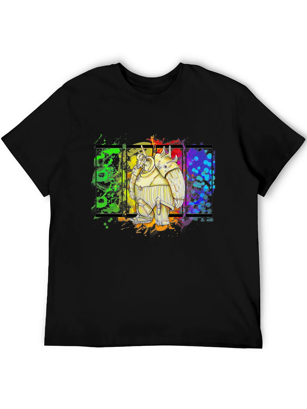 Robot Graphic Tee - Bold Black Cotton Shirt