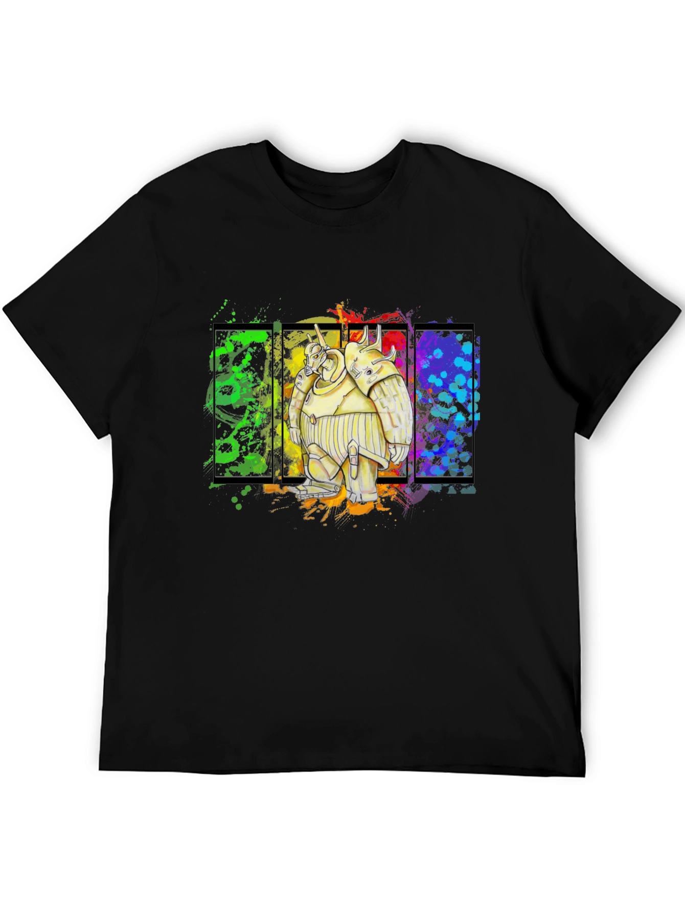 Robot Graphic Tee - Bold Black Cotton Shirt