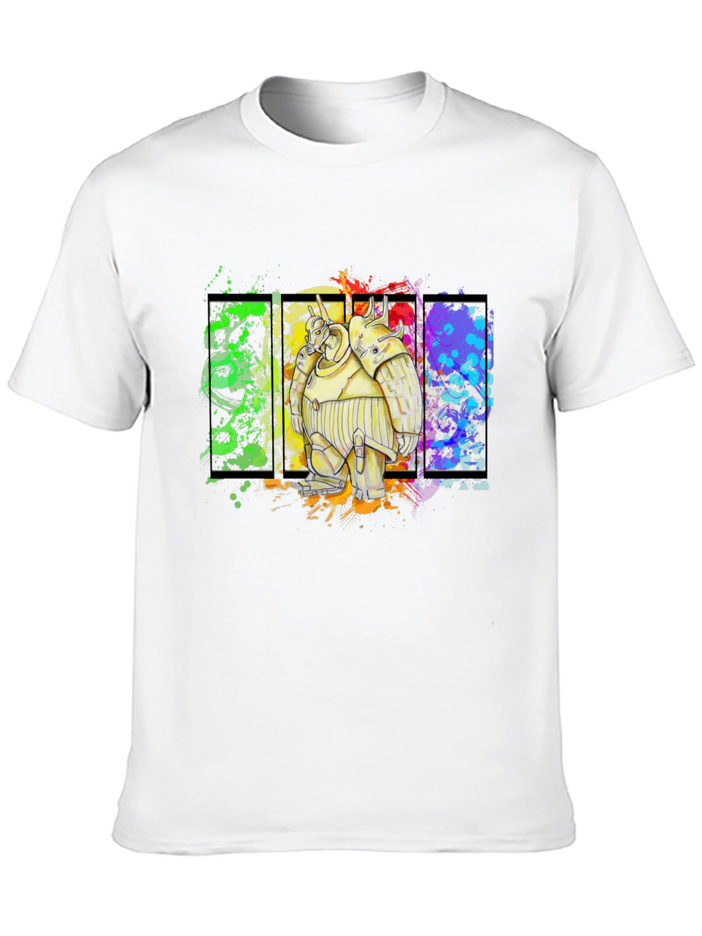 Robot Graphic Tee - Bold Black Cotton Shirt
