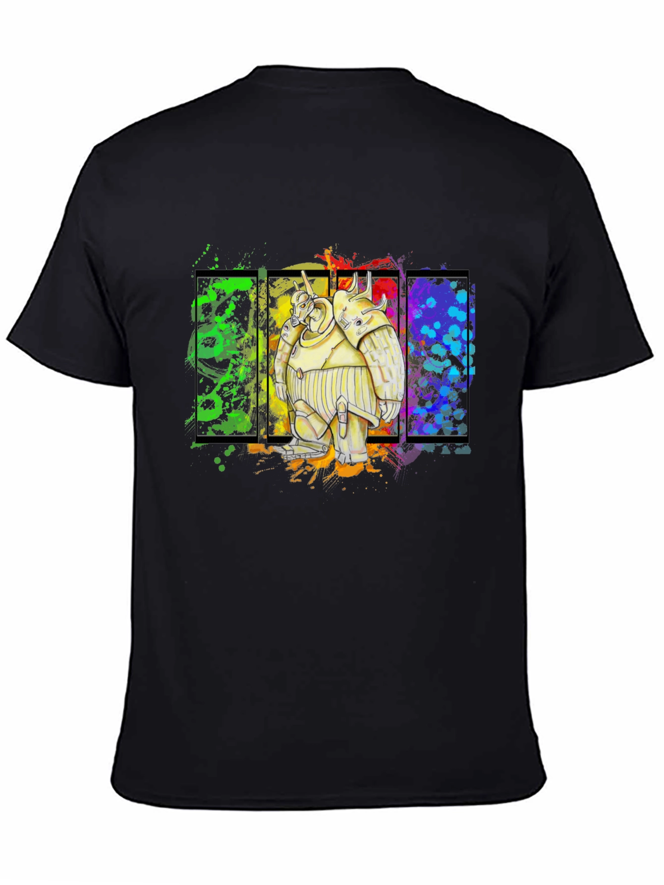 Robot Graphic Tee - Bold Black Cotton Shirt