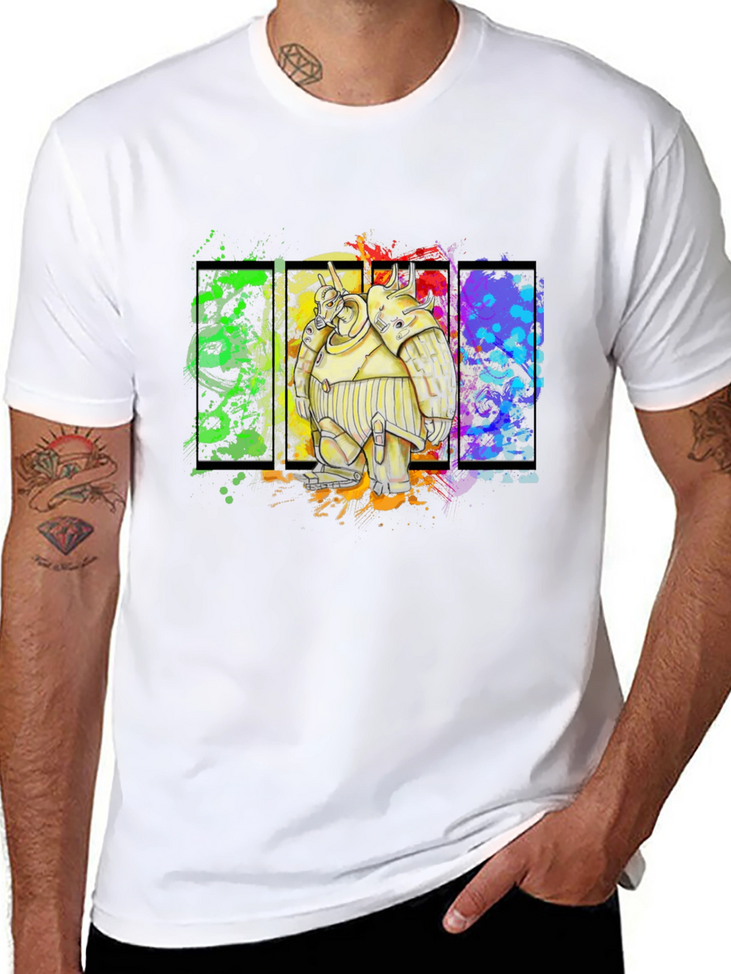 Robot Graphic Tee - Bold Black Cotton Shirt