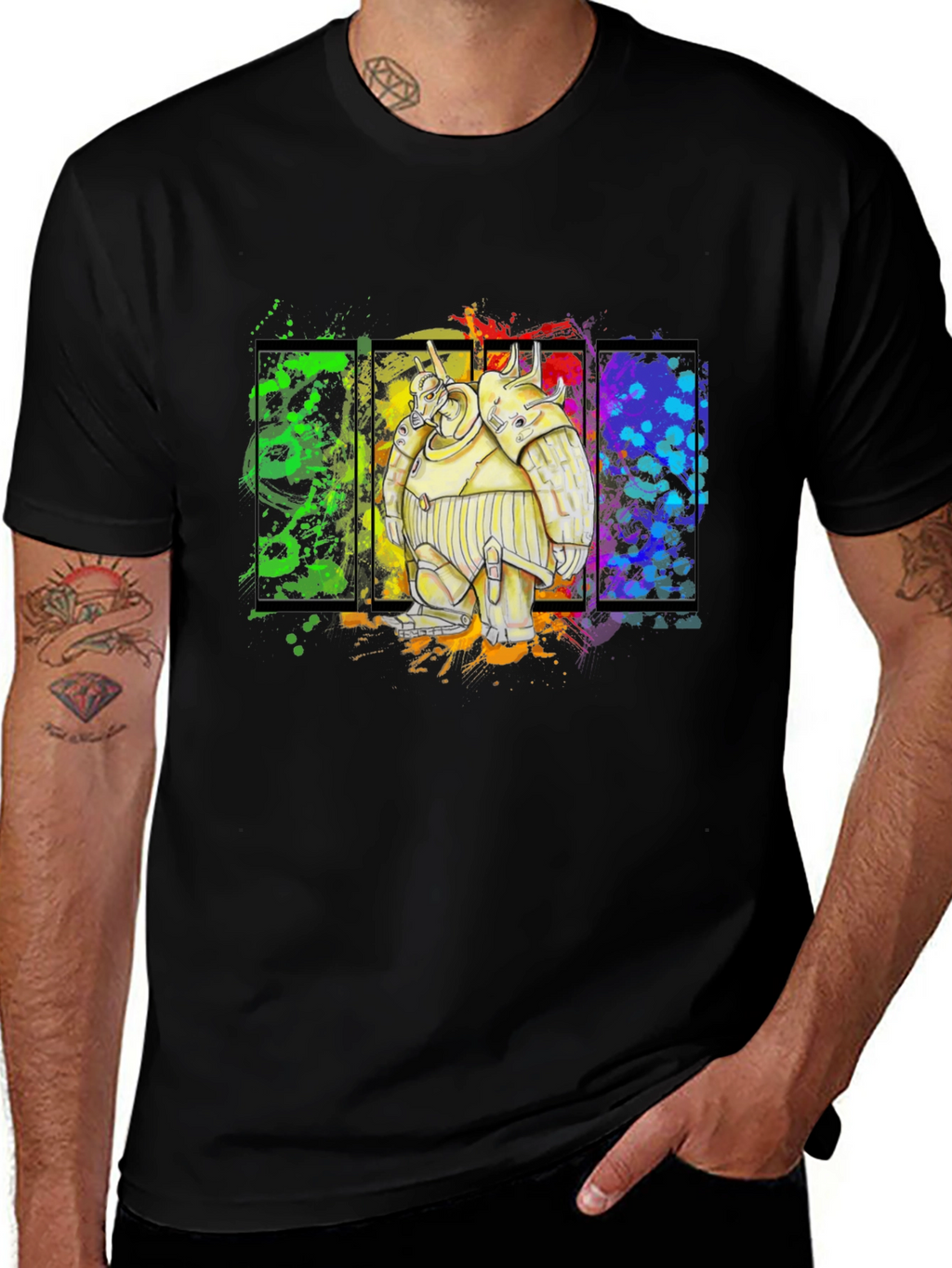 Robot Graphic Tee - Bold Black Cotton Shirt