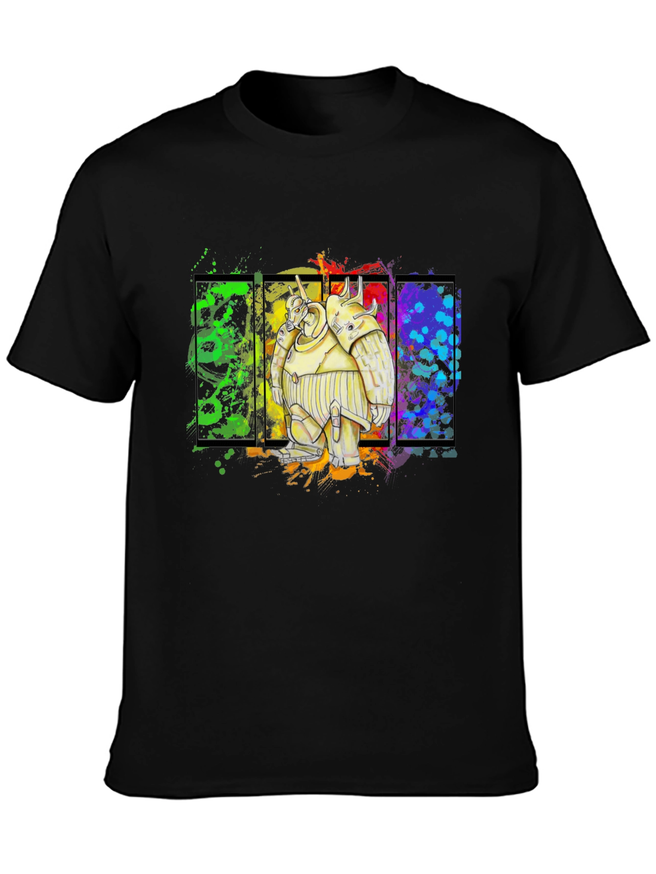 Robot Graphic Tee - Bold Black Cotton Shirt