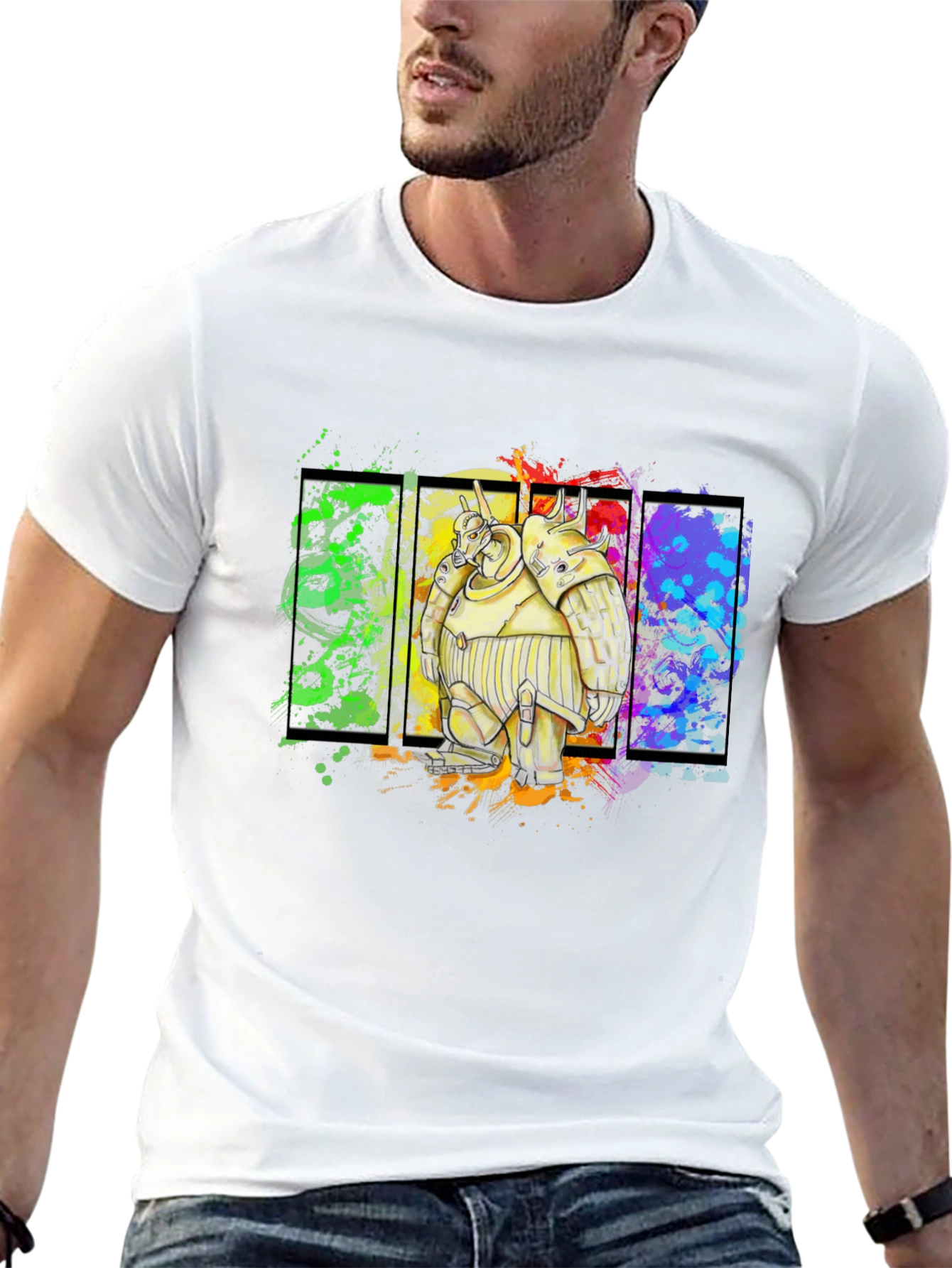 Robot Graphic Tee - Bold Black Cotton Shirt