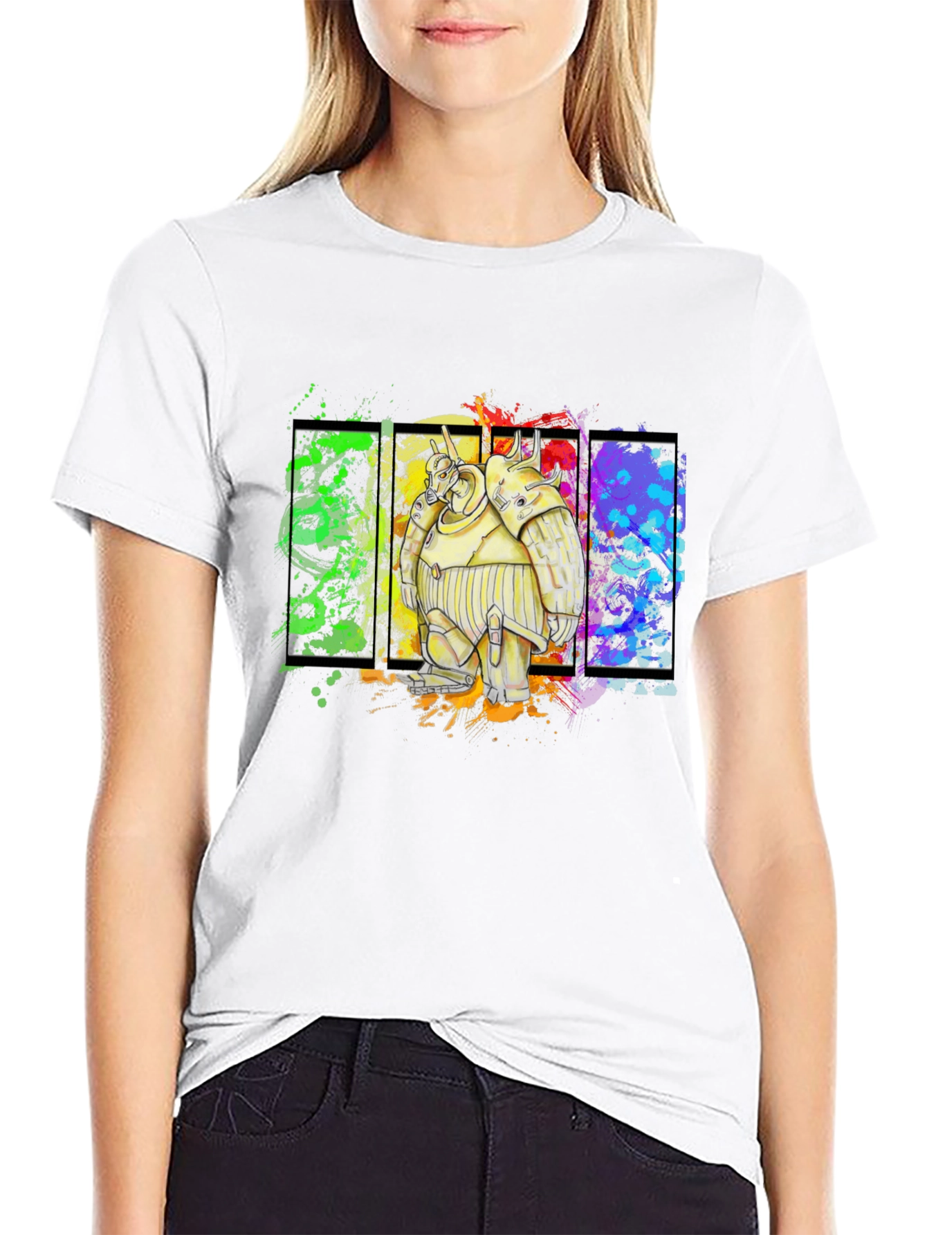Robot Graphic Tee - Bold Black Cotton Shirt