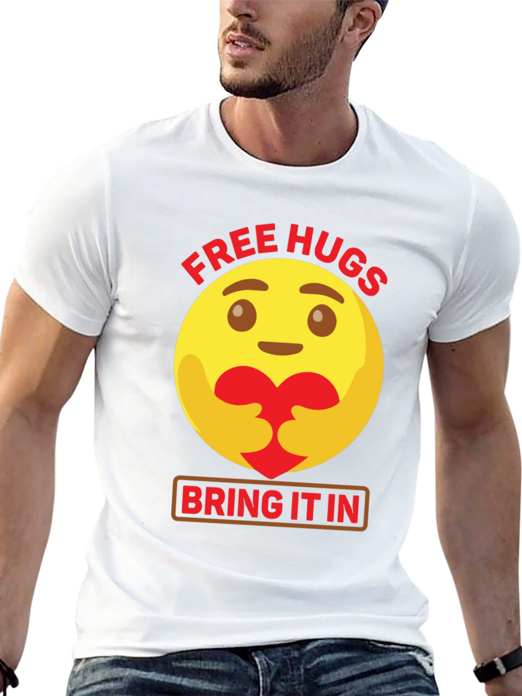 Free Hugs Emoji Graphic T-Shirt