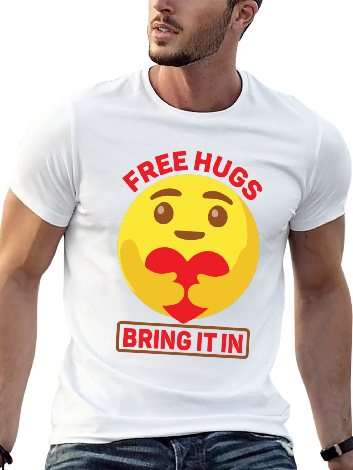 Free Hugs Emoji Graphic T-Shirt