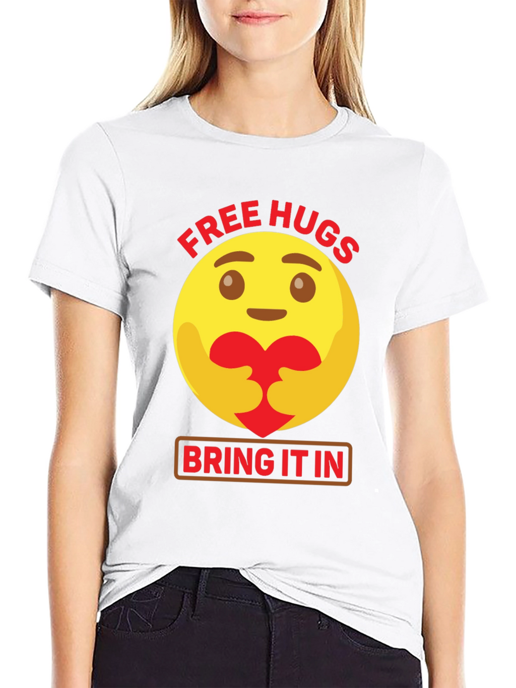 Free Hugs Emoji Graphic T-Shirt