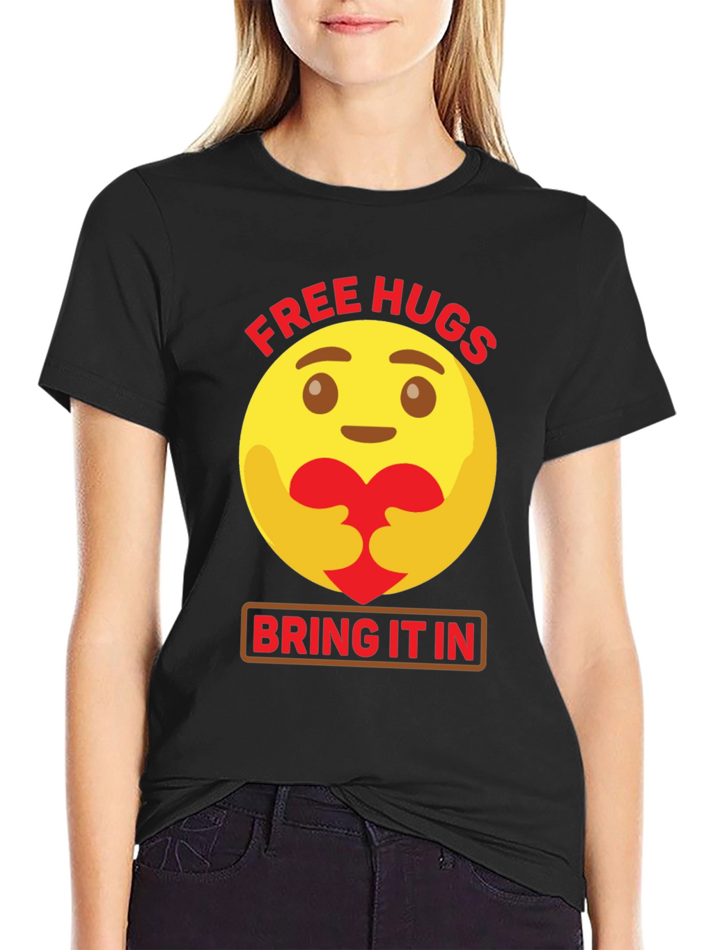 Free Hugs Emoji Graphic T-Shirt