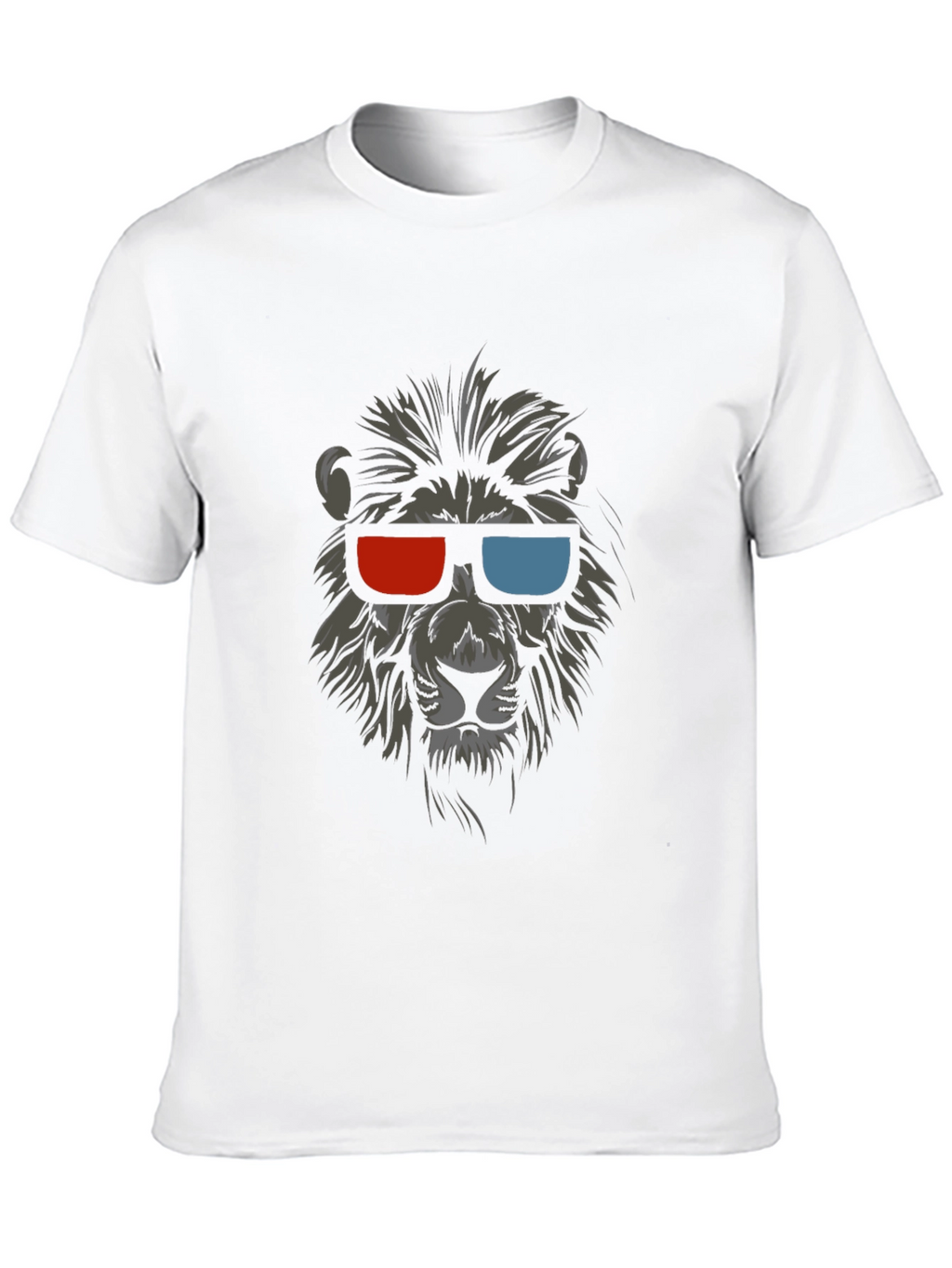 Cool Lion 3D Glasses Graphic T-Shirt