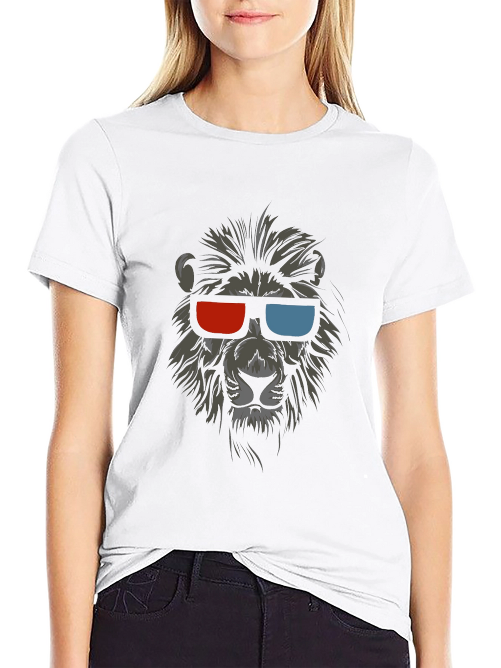 Cool Lion 3D Glasses Graphic T-Shirt
