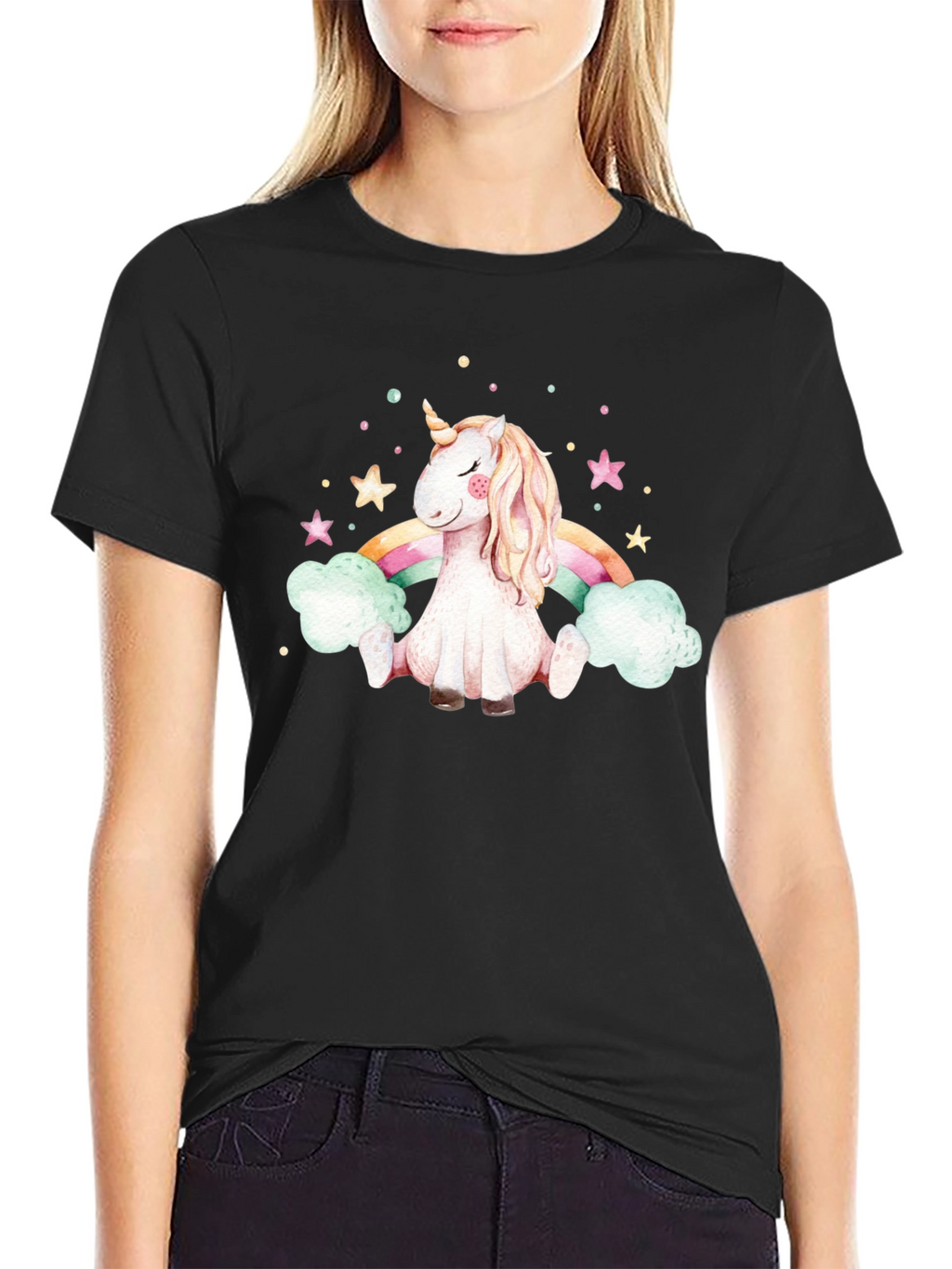 Unicorn Rainbow Black T-Shirt
