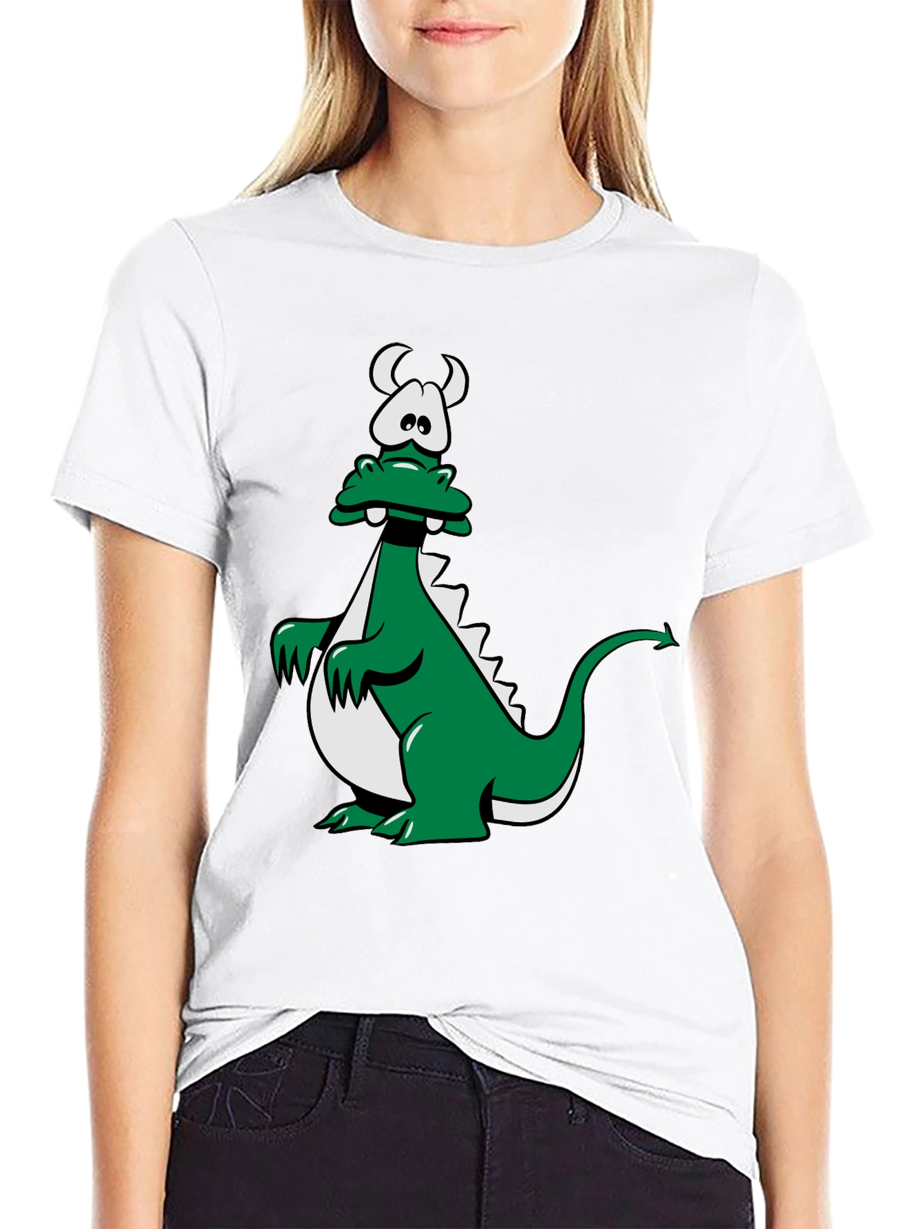 Cartoon Dragon Graphic Tee - Black Unisex T-Shirt