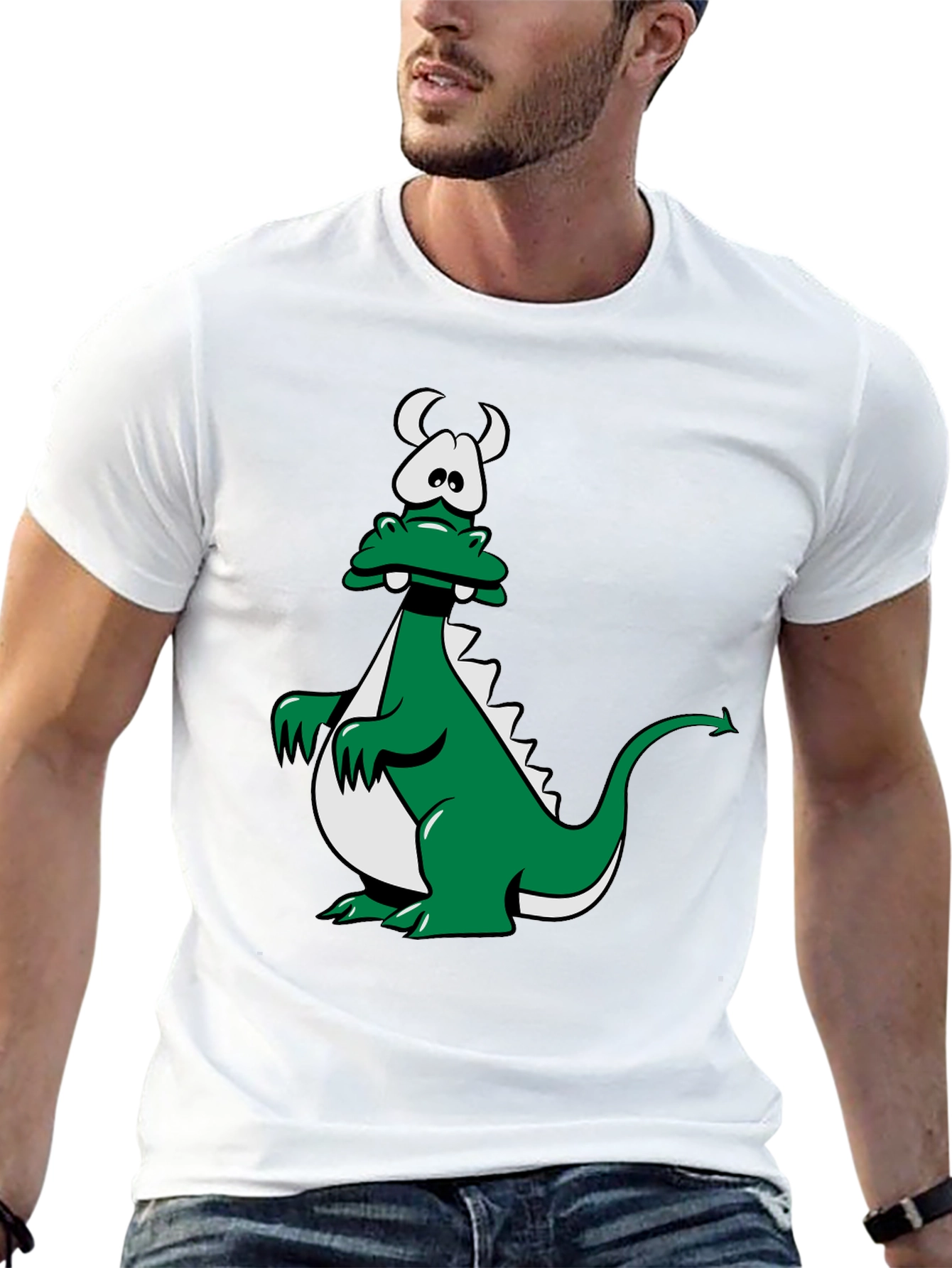 Cartoon Dragon Graphic Tee - Black Unisex T-Shirt