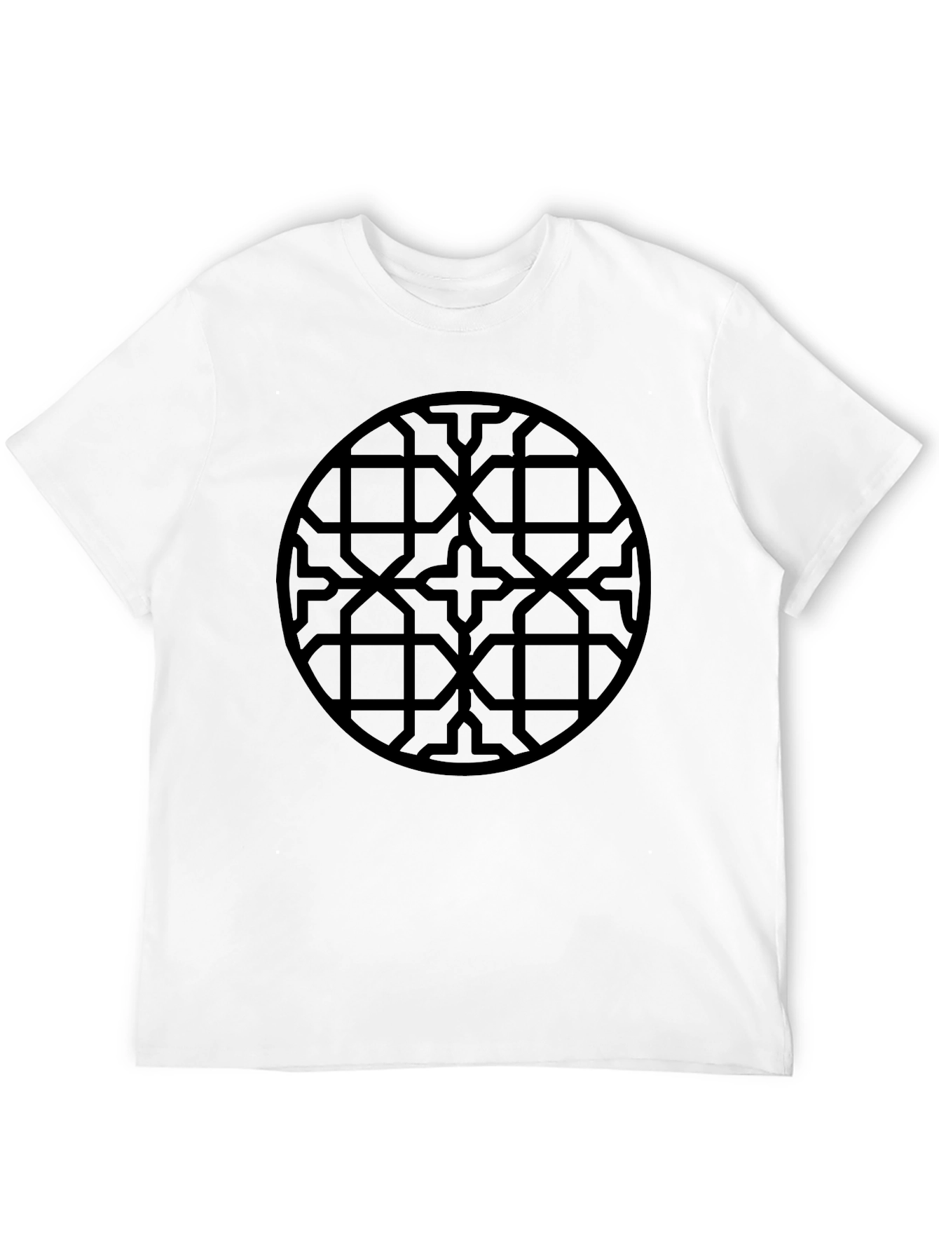 Geometric Pattern Black Crew Neck T-Shirt
