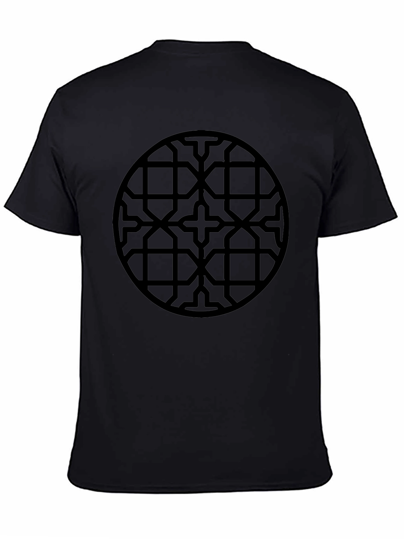 Geometric Pattern Black Crew Neck T-Shirt