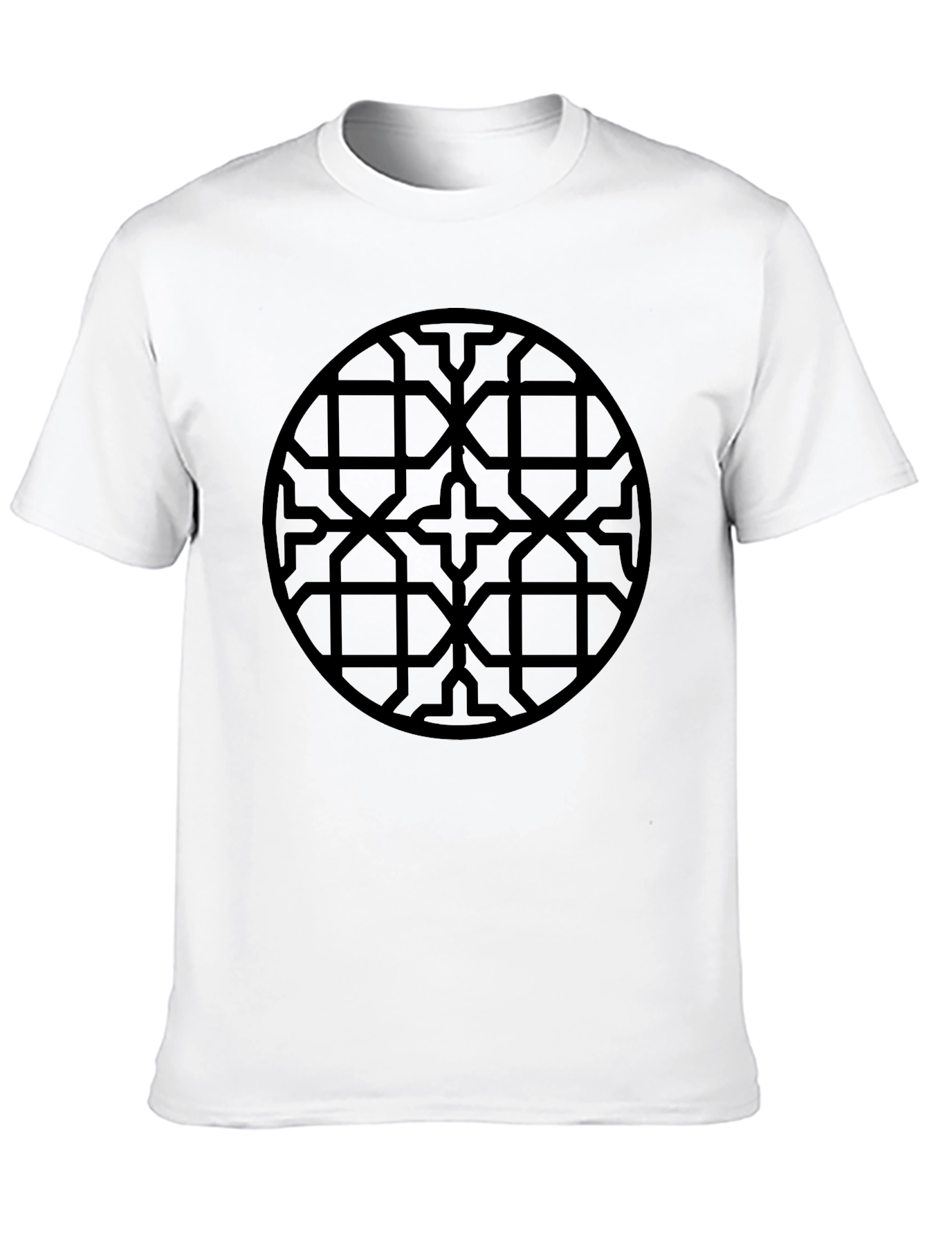 Geometric Pattern Black Crew Neck T-Shirt