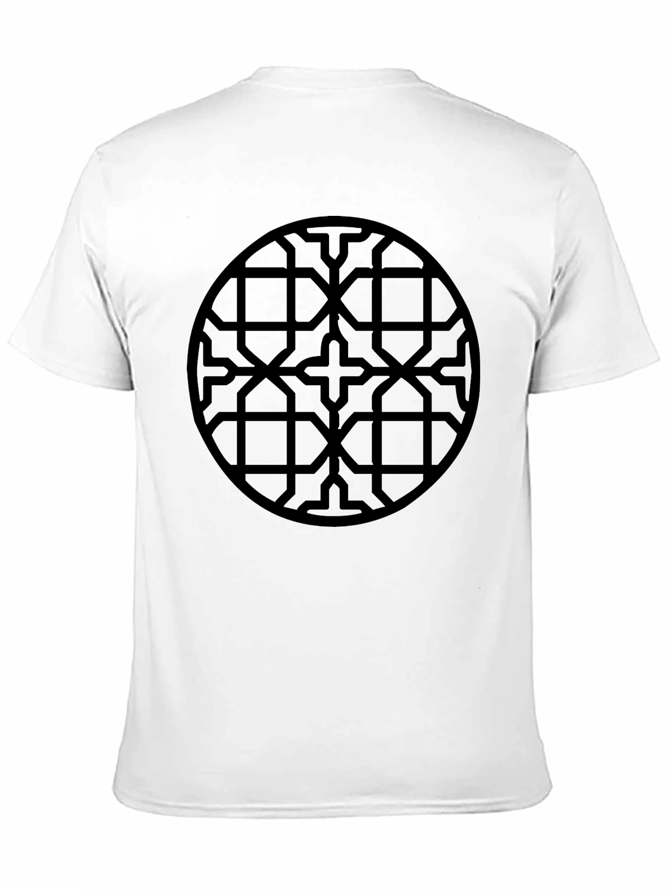 Geometric Pattern Black Crew Neck T-Shirt