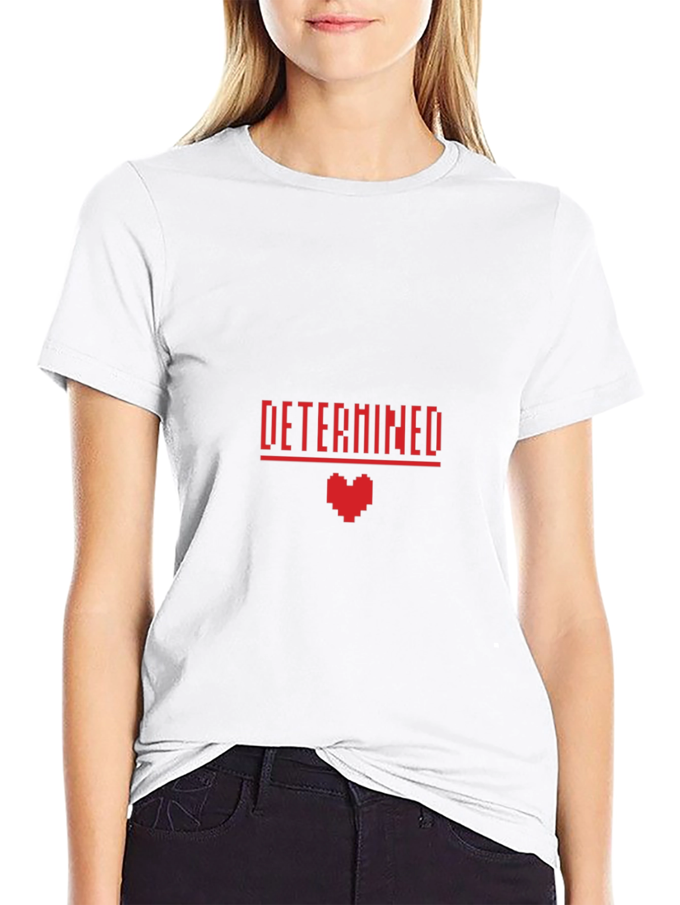 Determined Pixel Heart Graphic T-Shirt