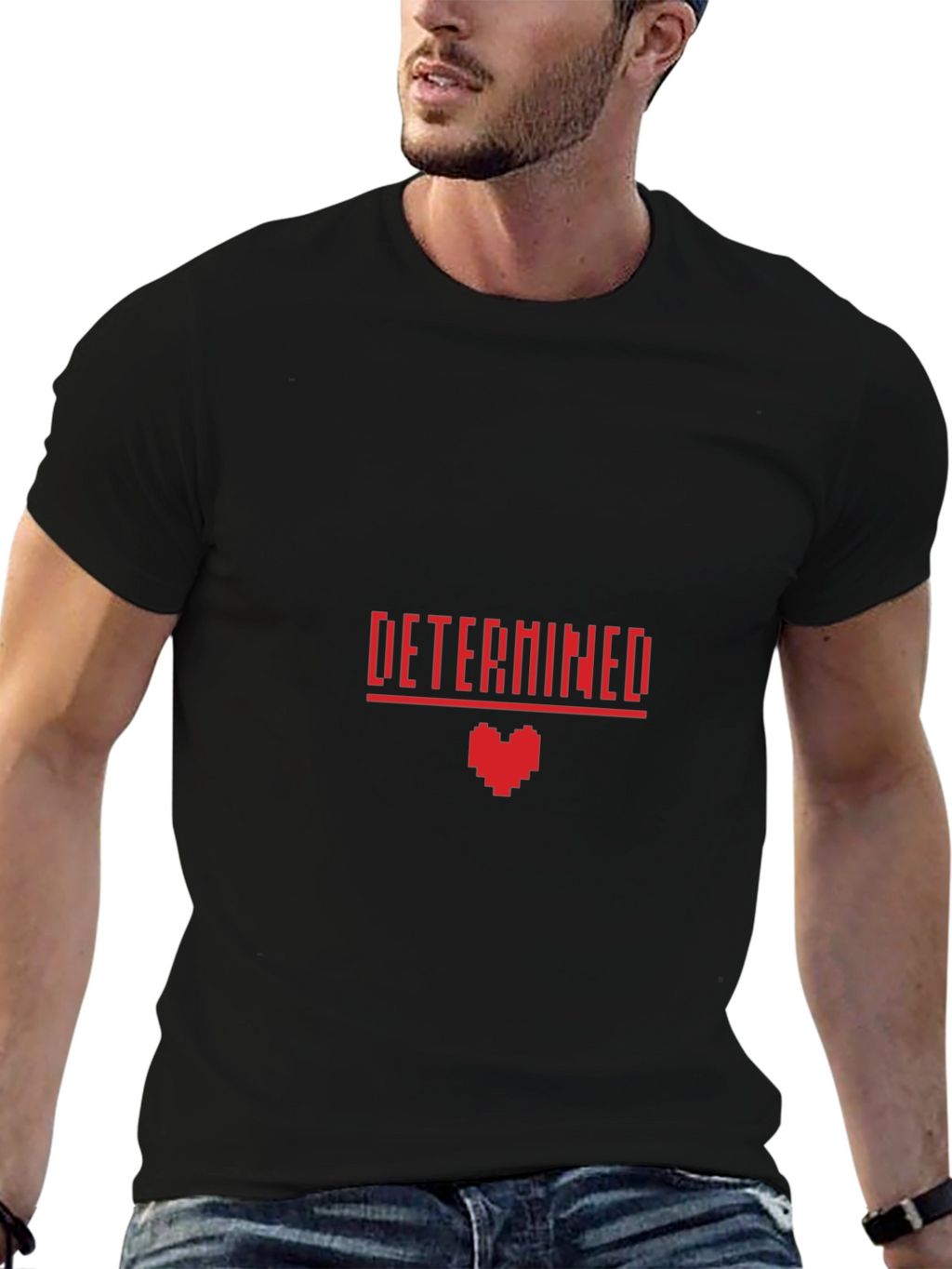 Determined Pixel Heart Graphic T-Shirt