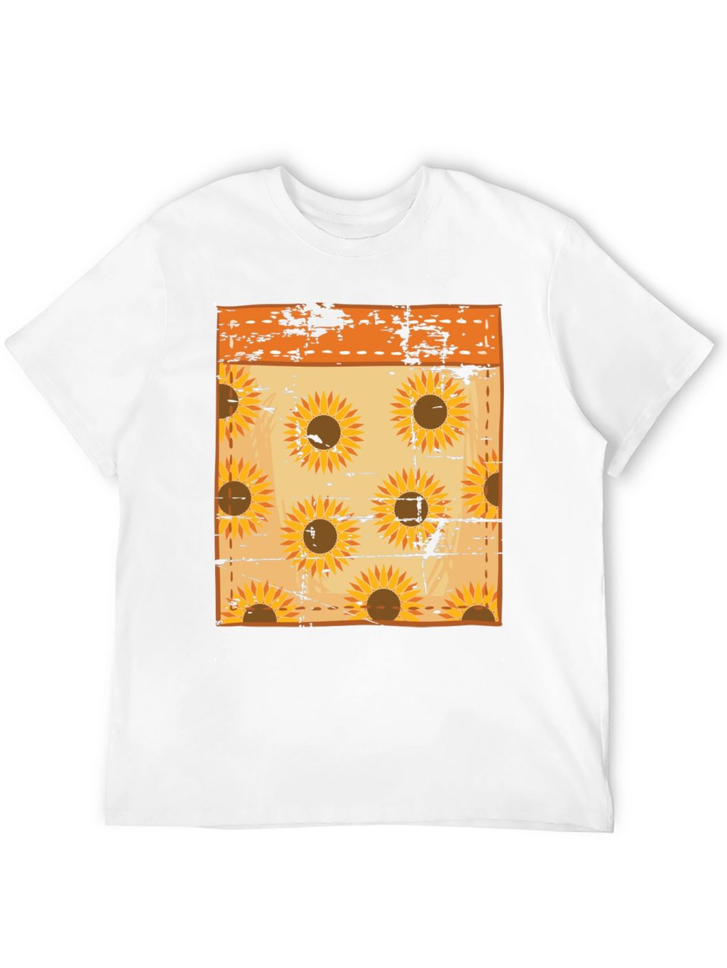Sunflower Pattern Mens Black T-Shirt