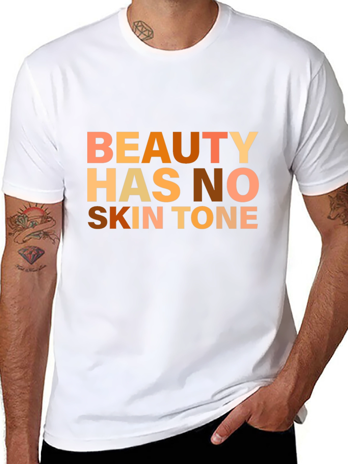 Beauty Has No Skin Tone Graphic Tee - Black