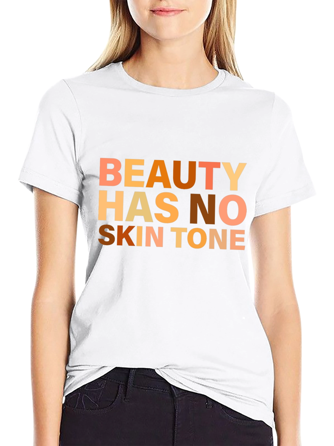 Beauty Has No Skin Tone Graphic Tee - Black