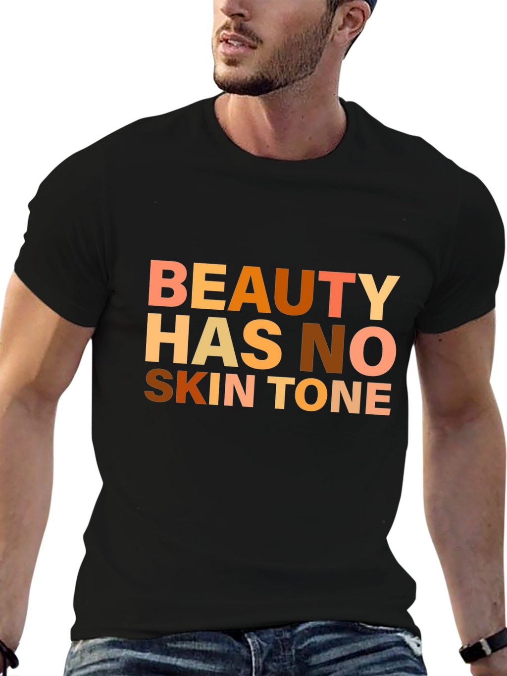 Beauty Has No Skin Tone Graphic Tee - Black