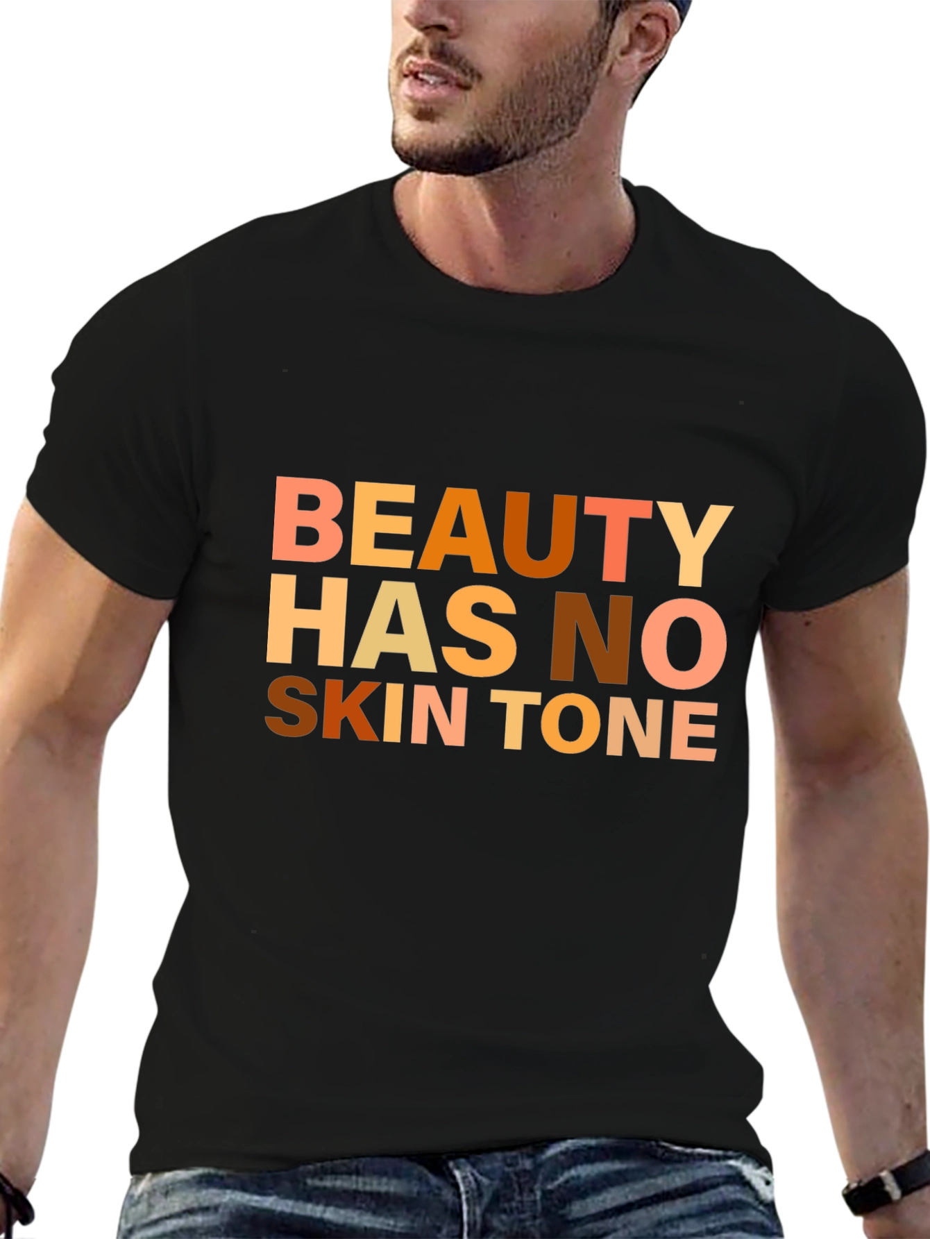 Beauty Has No Skin Tone Graphic Tee - Black
