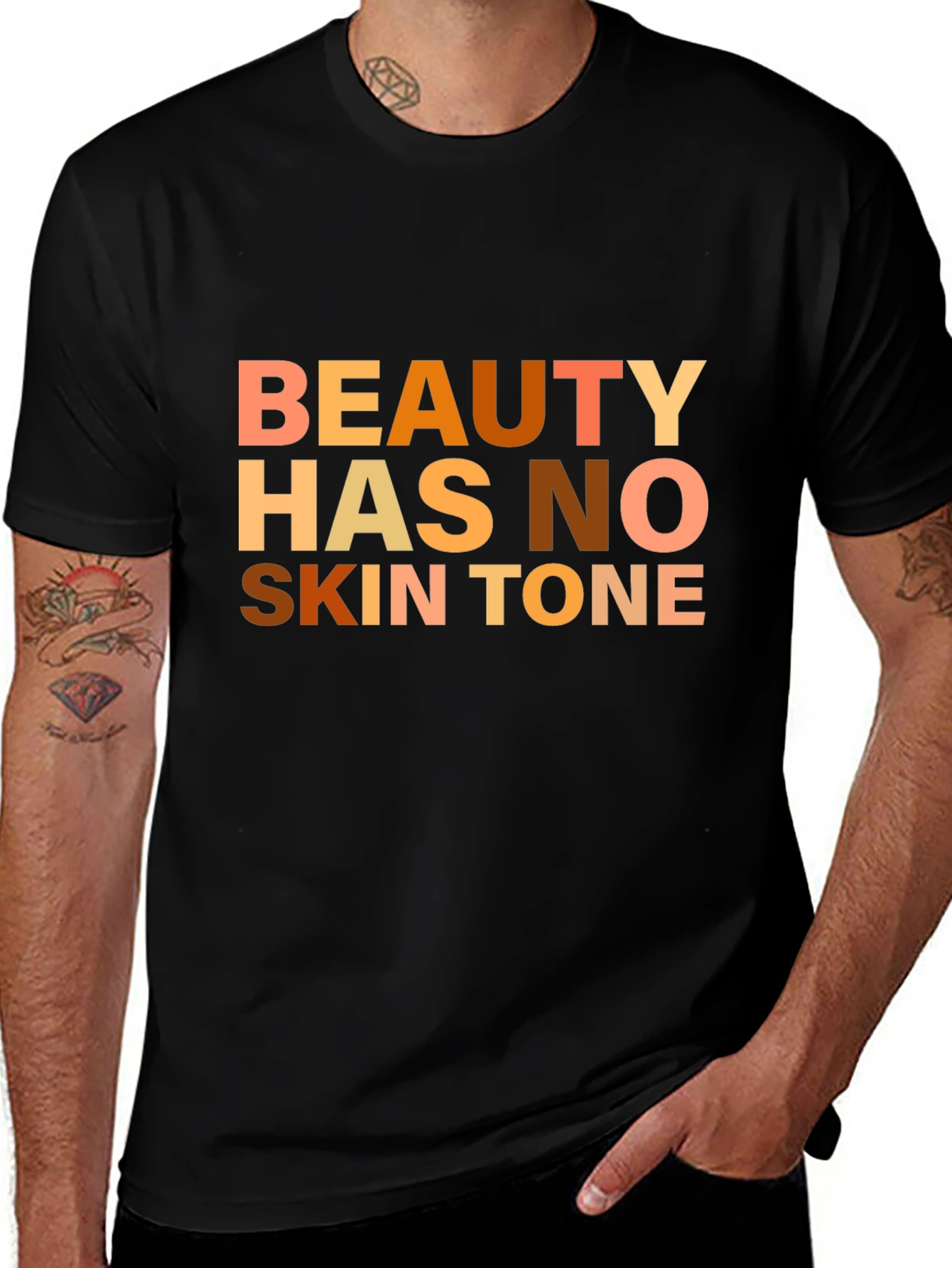Beauty Has No Skin Tone Graphic Tee - Black