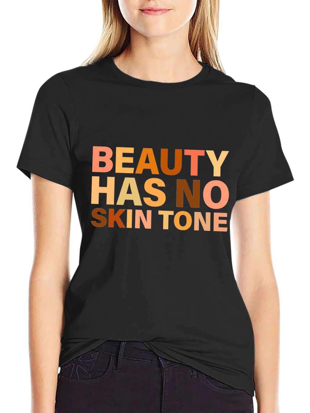 Beauty Has No Skin Tone Graphic Tee - Black