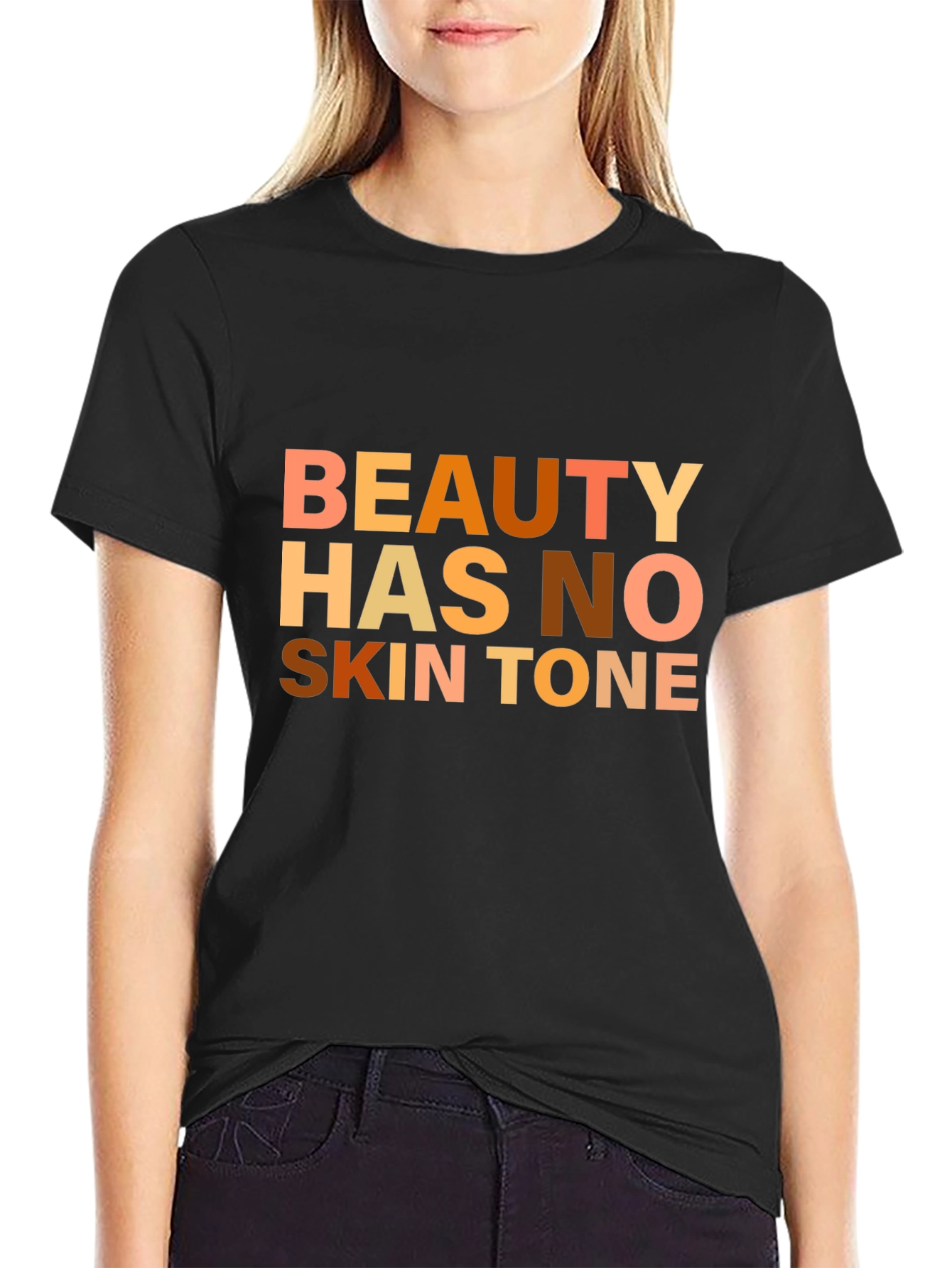 Beauty Has No Skin Tone Graphic Tee - Black