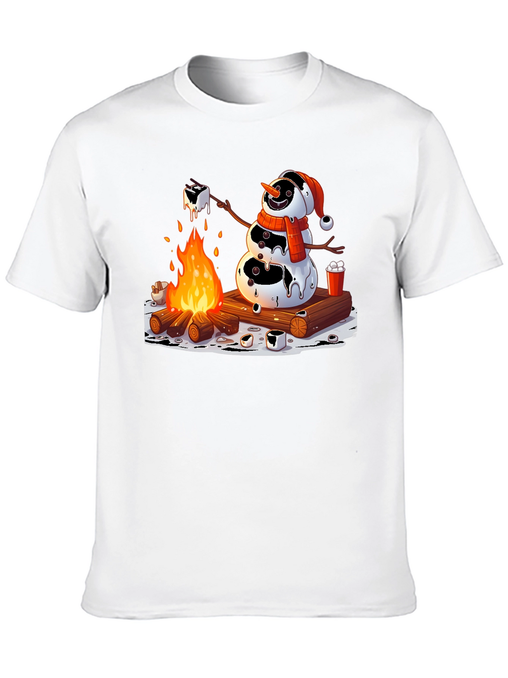 Melting Snowman Smores Campfire Graphic Tee