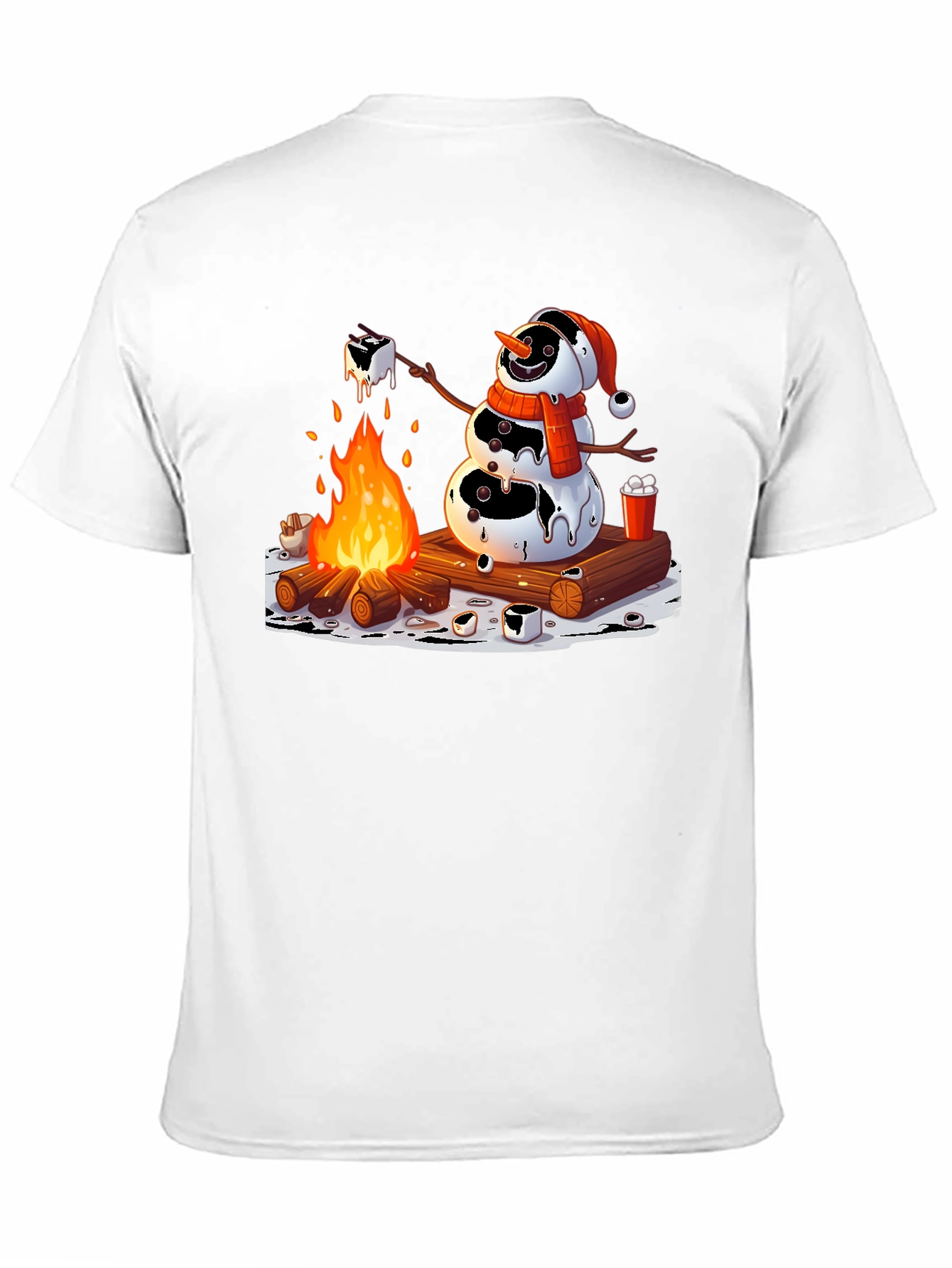 Melting Snowman Smores Campfire Graphic Tee
